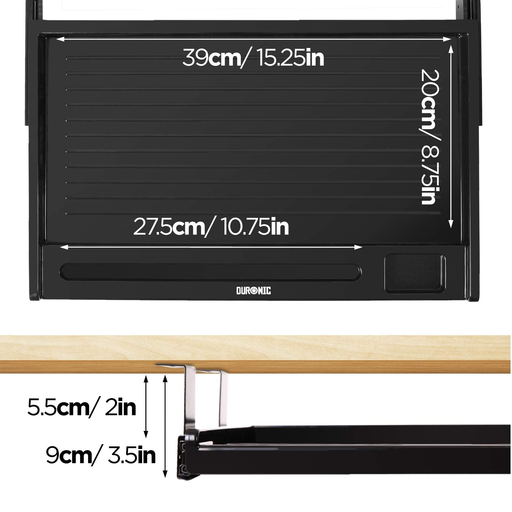 Duronic DKTSX2 Ergonomic Under Desk Keyboard Tray - Adjustable Pull-Out Drawer for Keyboard & Mouse, Improves Posture for Office & Home Workspace