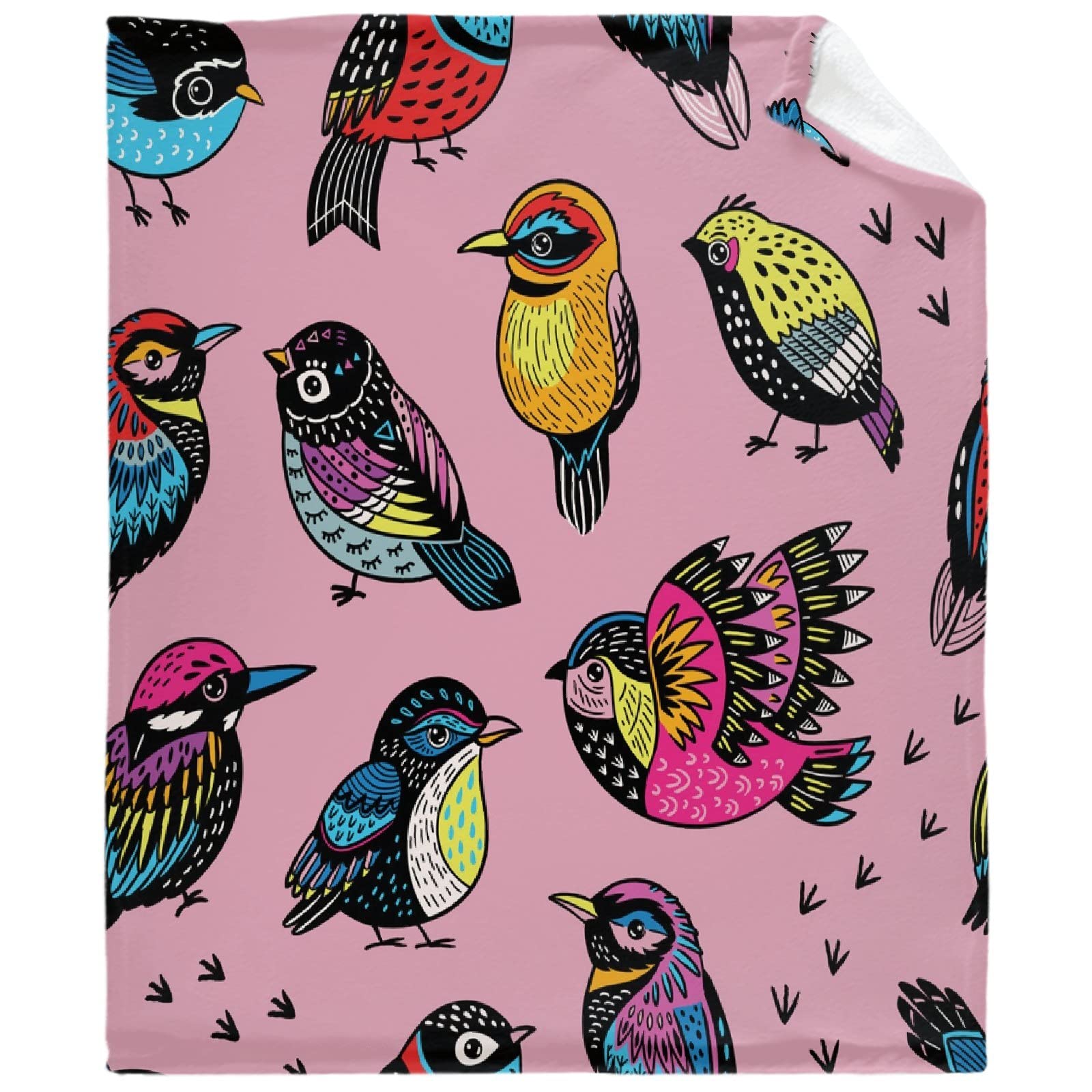 Super Soft Tropical Bird Pattern Flannel Blanket - Warm & Cozy 120x90 Inch Shaggy Throw for Bed, Couch & Sofa | Lightweight & Breathable for All Seasons | Perfect for Family Snuggling, Living Room Decor & Guest Comfort
