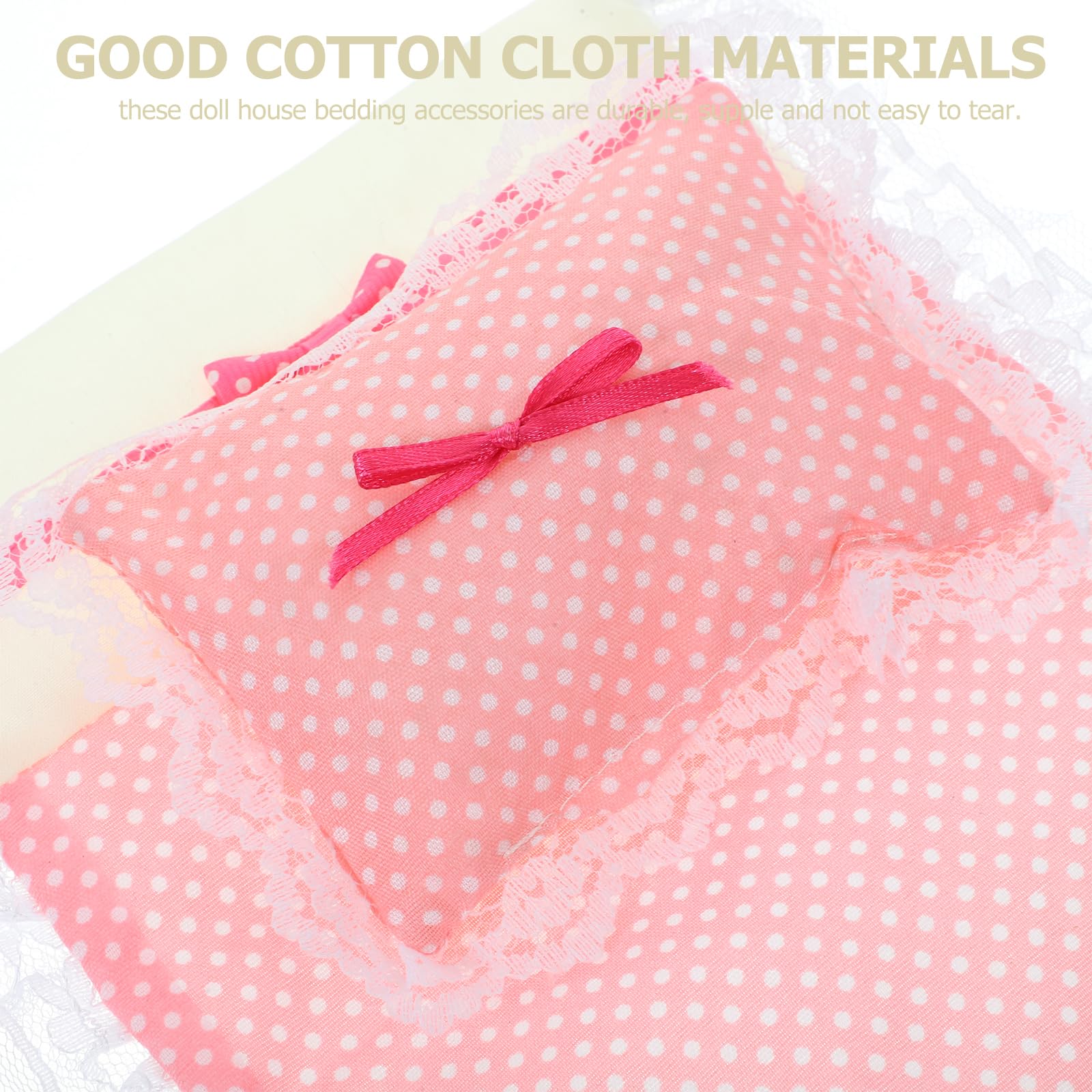 Miniature Doll Pillow and Bedding Set - 2 Pack Cotton Quilt with Small Pillows for Dollhouse | Perfect for Barbie Doll Beds, American Girl Doll Accessories & DIY Dollhouse Decor