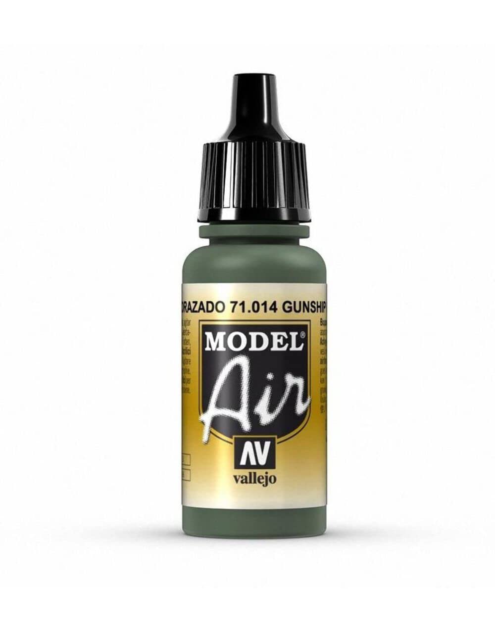 Vallejo Model Color Gunship Green Acrylic Paint - 17ml Bottle for Miniatures, Warhammer, and Scale Models - Perfect for Airbrush and Hand Painting