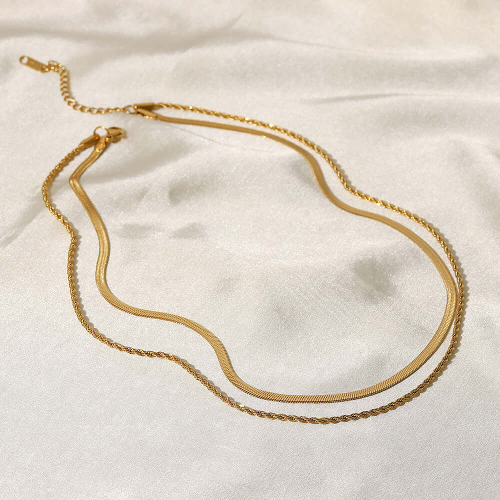 Layered Gold Snake Chain Necklace for Women - Elegant & Dainty Layering Jewelry - Perfect for Everyday Wear, Parties & Gifts | JDN083