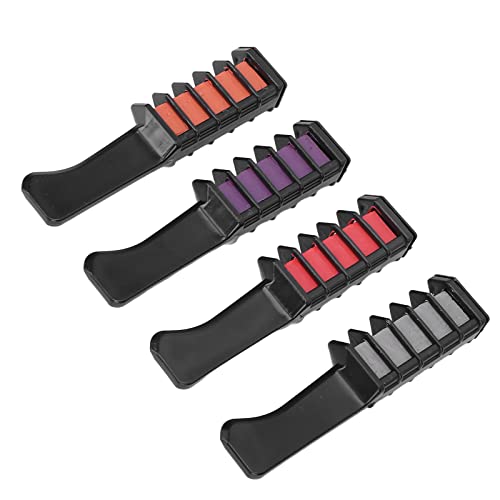 **Temporary Hair Chalk Comb Set - Portable & Washable Hair Color for Parties, Halloween, Cosplay (Orange, Purple, Grey, Rose Red) - Safe & Professional for Friends Gatherings & Events**
