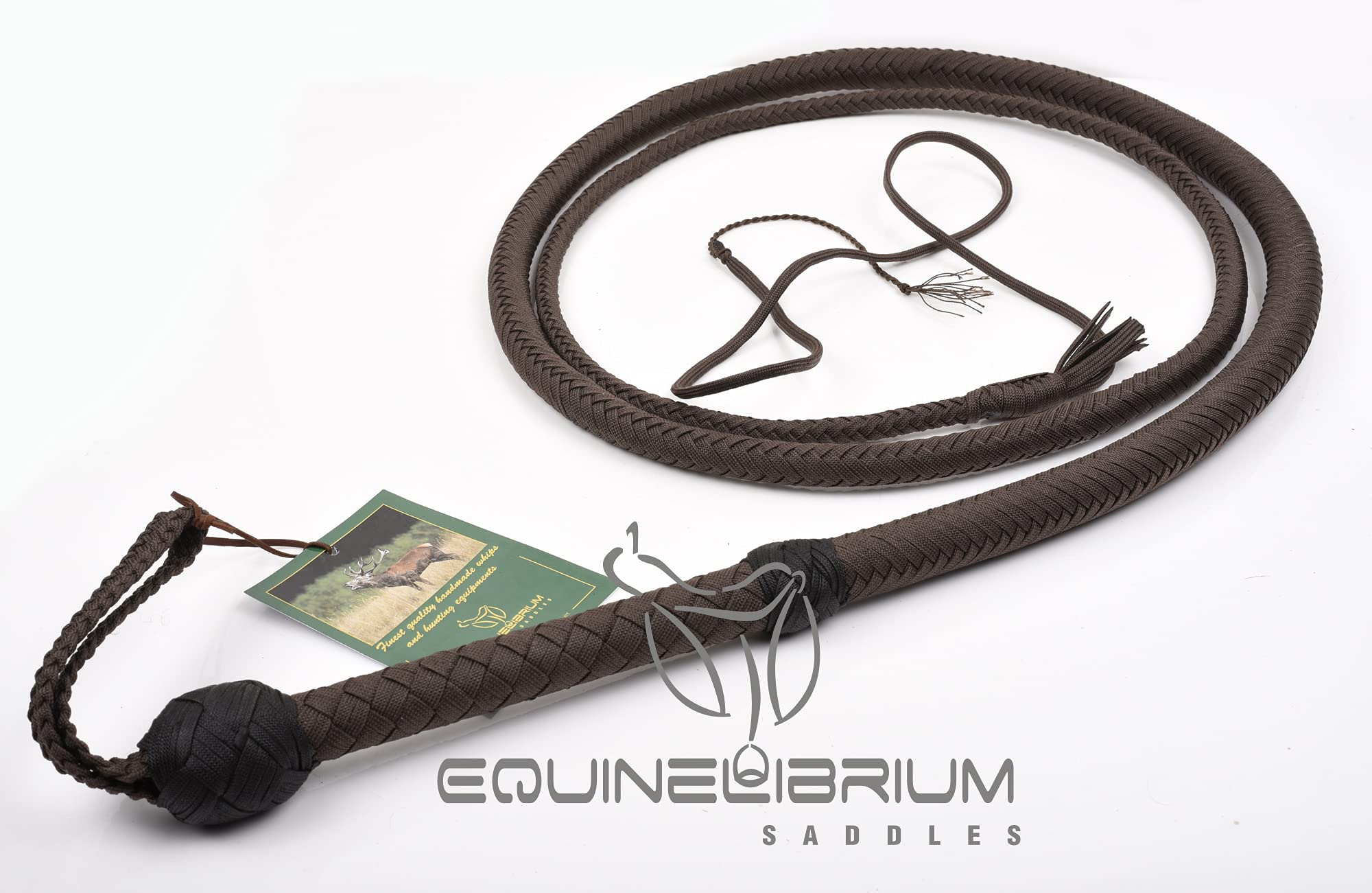 16 Plait Brown Nylon Bullwhip - 4ft to 12ft Shot Loaded Indiana Jones Style Whip (Waxed/Unwaxed Options) | Perfect for Cosplay, Costume Accessories, Western Reenactments & Outdoor Survival Gear