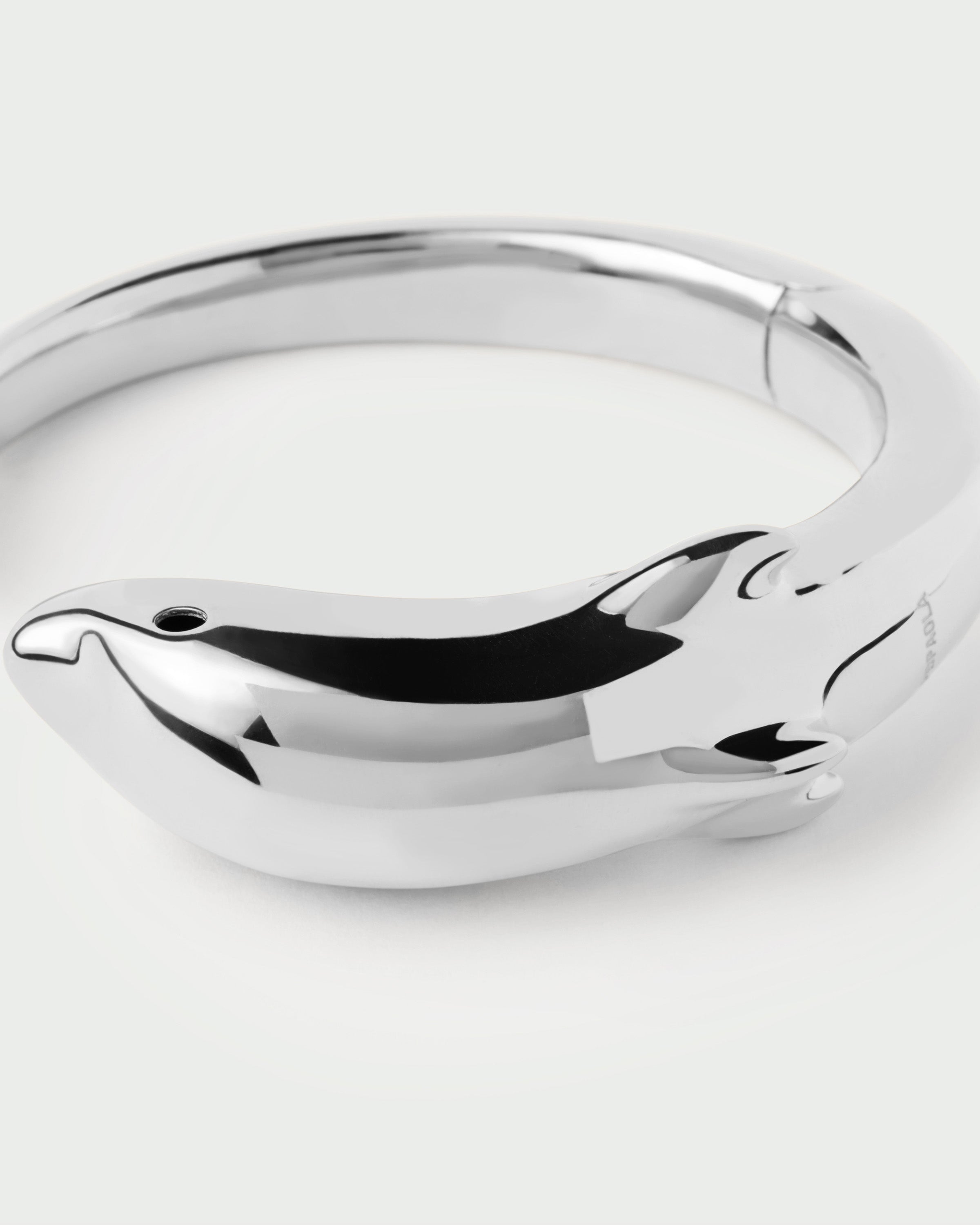 GRID Dolphin Silver Bangle Bracelet for Women - Elegant Adjustable Cuff Jewelry Gift for Birthday, Anniversary & Special Occasions