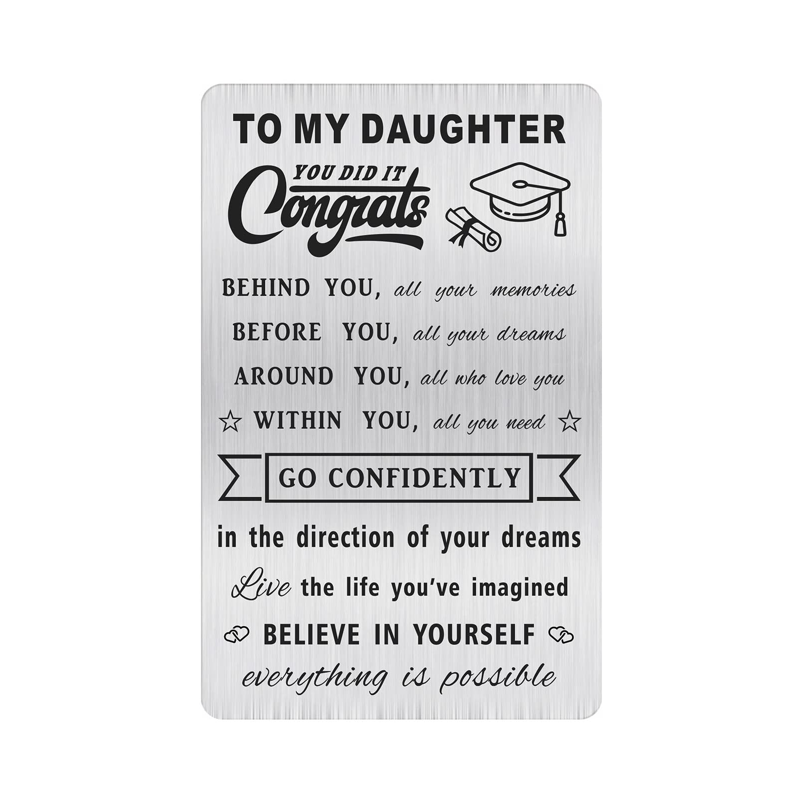 Personalized Engraved Wallet Card - Thoughtful Daughter Graduation Gift for College & High School 2024 | Perfect for Graduation Ceremonies, Birthday Surprises & Keepsake Memories