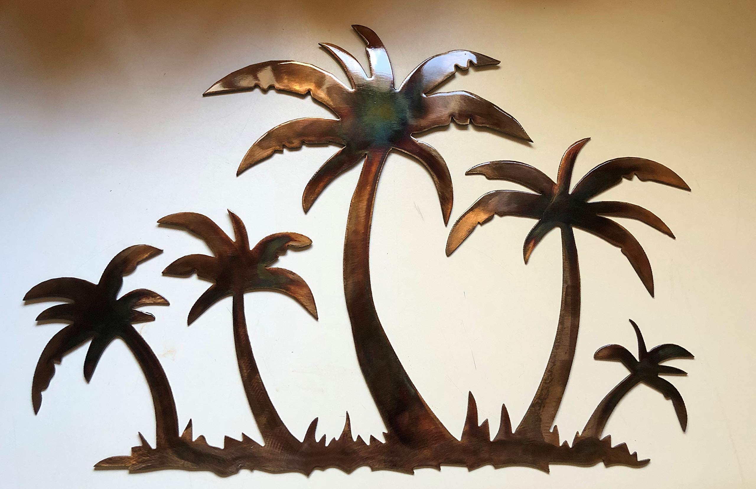 Tropical Palm Tree Metal Wall Art Decor - Coastal Beach Theme for Living Room, Bedroom, or Office