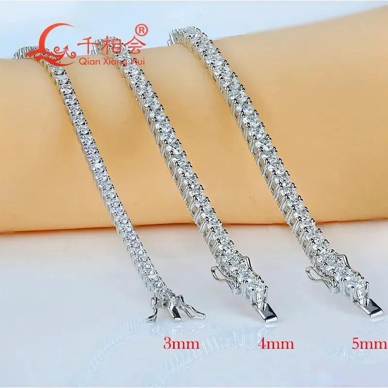 10K White Gold 3mm 4mm 5mm Luxury Tennis Bracelet with D VVS White Round Real Moissanite - Elegant Jewelry for Women, Perfect Gift for Wedding, Anniversary & Party - Ideal for Evening Events, Date Night & Special Occasions
