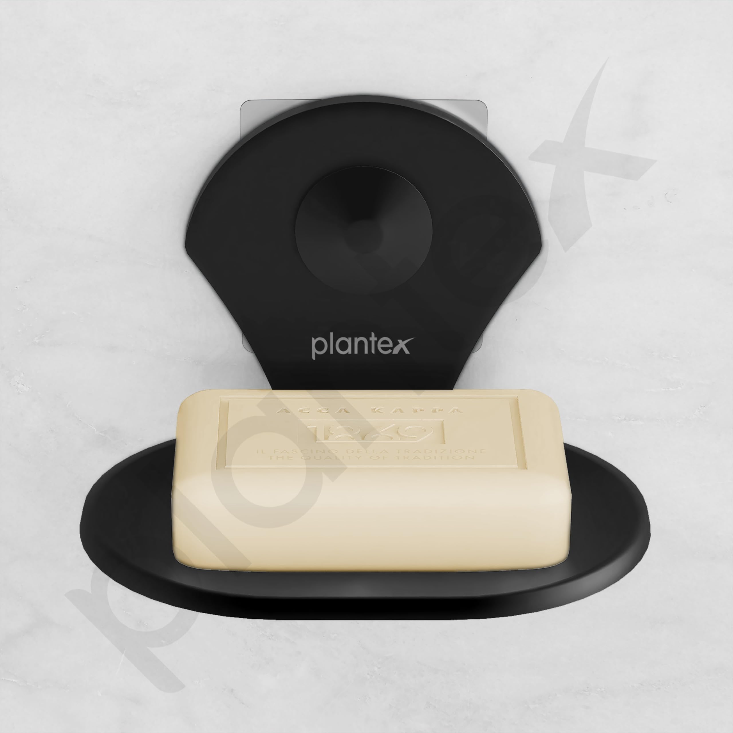 Plantex Royal Self-Adhesive Stainless Steel Soap Dish - Rustproof Bathroom Soap Holder with Strong Adhesive, Powder Coated Black for Shower, Kitchen Sink & Vanity Organizer