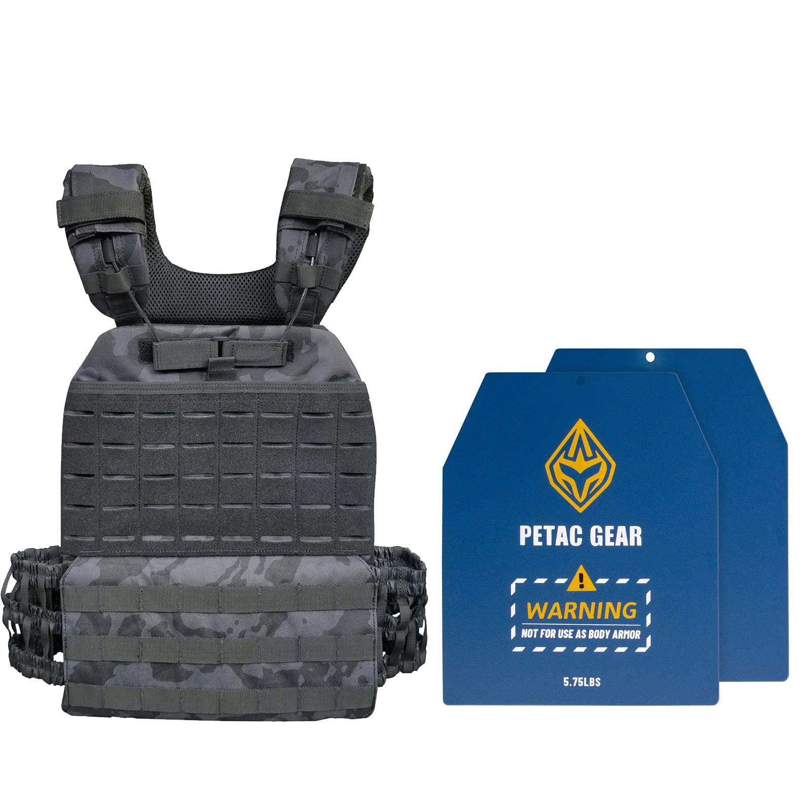 PETAC GEAR Weighted Vest for Men & Women - Adjustable 5.75 lb Weight Plates for Strength Training, Running, CrossFit & Home Workouts