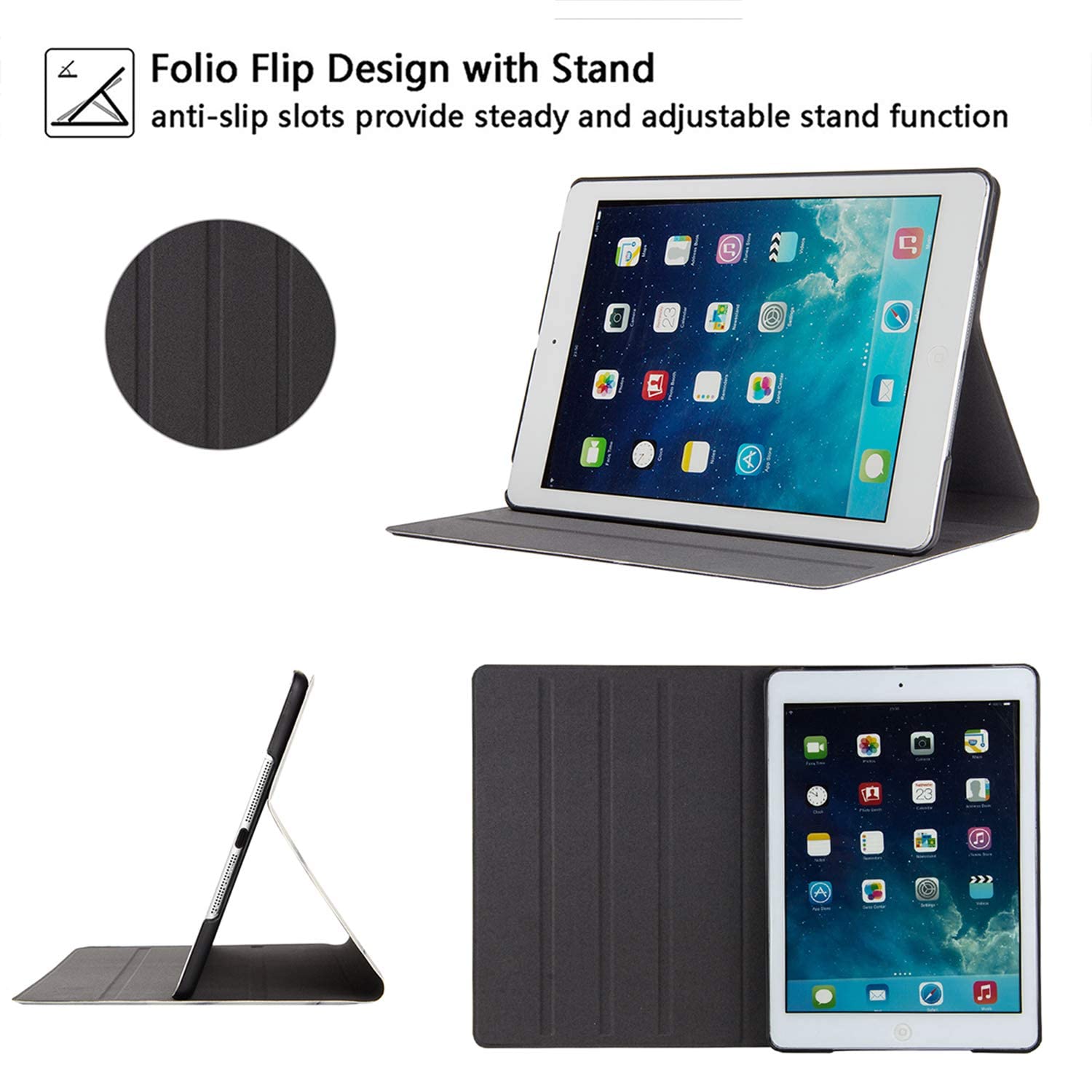 Premium Shockproof PU Leather Case for Apple iPad 9.7 (6th/5th Gen 2018/2017), iPad Air 1 & Air 2 - Smart Folio Stand Cover with Auto Wake/Sleep - Gold Marble Design - Perfect for Work, Travel & Home Use