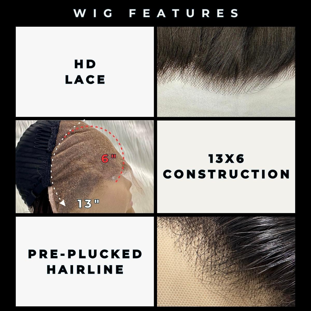 13x6 HD Lace Front Wig 100% Human Hair - Invisible Hairline, Natural Look for Daily Wear & Special Occasions