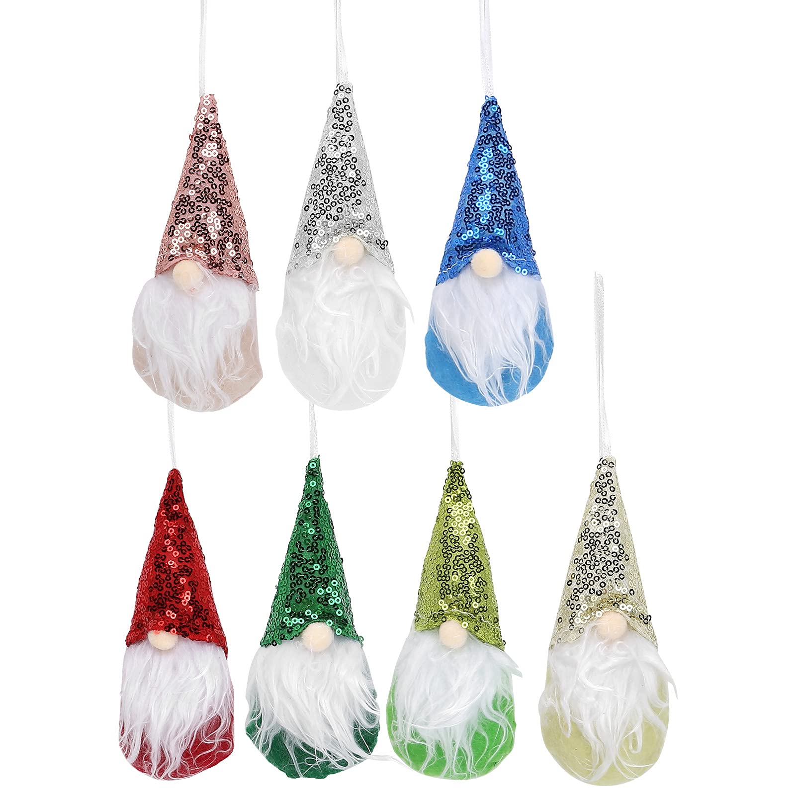 7Pcs Christmas Gnome Ornaments Set - Festive Hanging Decor for Tree, Desk, Table, Sofa & Bookshelf - Good Luck & Happiness Holiday Decorations for Home & Office