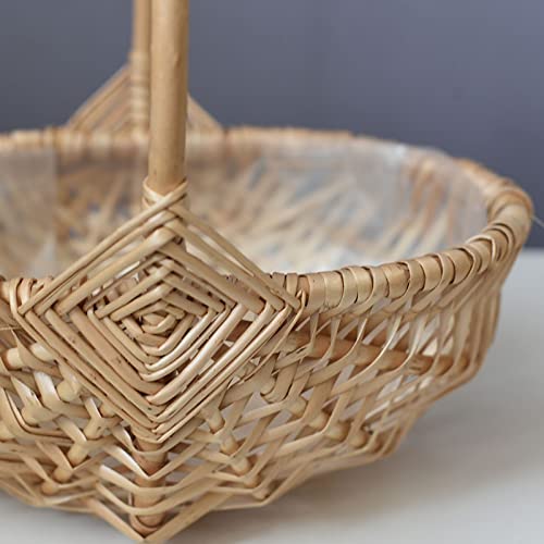 VALINK Handmade Woven Rattan Storage Basket with Waterproof Liner - Natural Flower Basket for Home Decor, Wedding Centerpiece & Photo Props | Perfect for Farmhouse Style, Bathroom Organization & Gift Giving