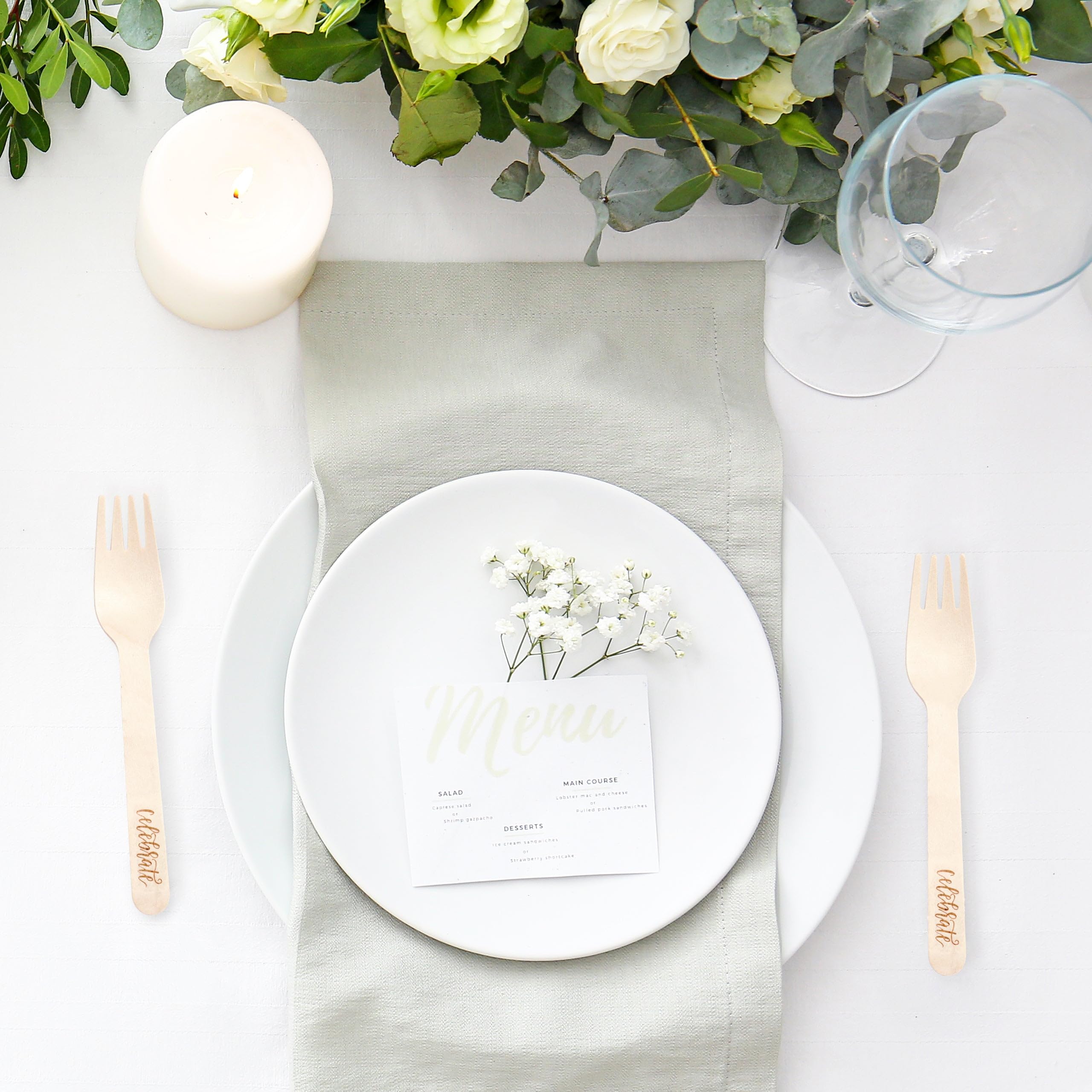 Eco-Friendly Disposable Forks - 100 Pack Biodegradable Compostable Cutlery for Birthday Parties, Weddings, Catering & Events | Plastic-Free Alternative for Sustainable Dining & Outdoor Picnics
