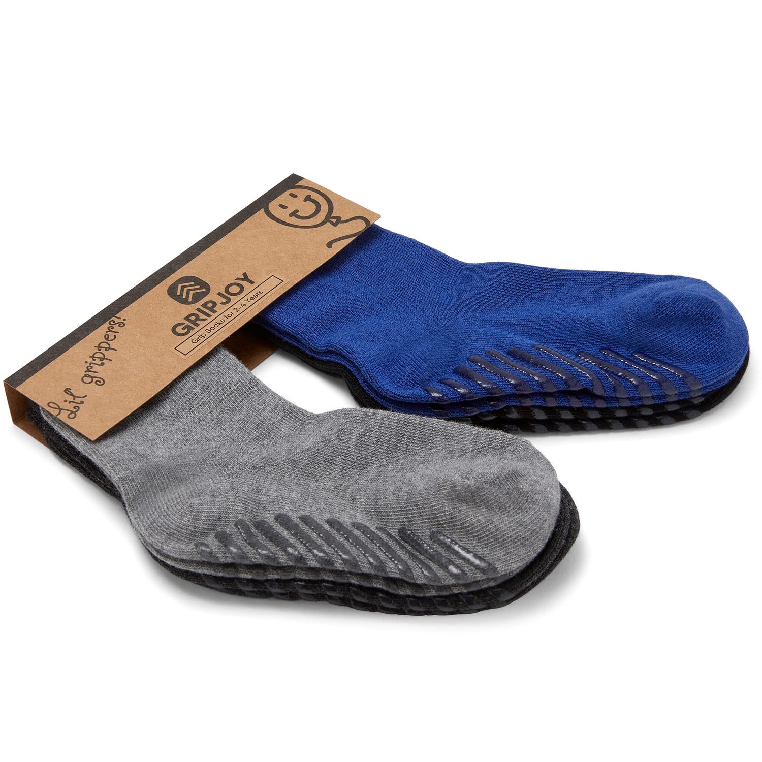 Gripjoy Non-Slip Toddler Socks with Grippers - 4 Pairs of Anti-Slip Baby Socks for Boys & Girls - Perfect for Playtime, Daycare, and Learning to Walk