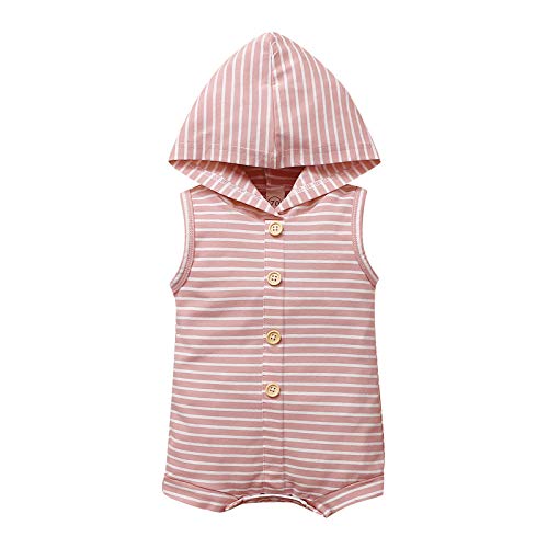 Hooded Romper-pink Stripes