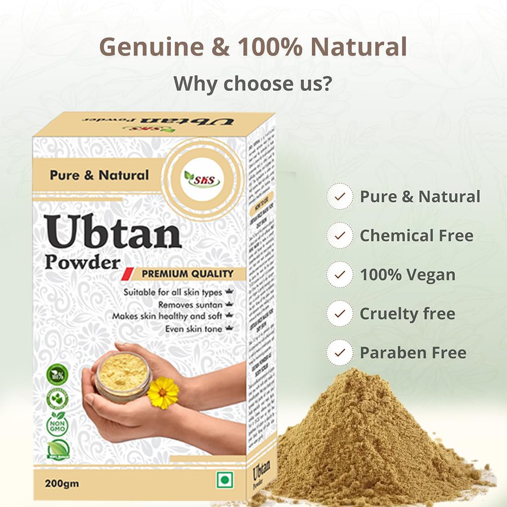 100% Natural SKS Ubtan Powder - Ancient Ayurvedic Face Pack for Glowing Skin, Oil Control & Tan Removal | Turmeric, Sandalwood, Saffron & Rose Blend | 200g | Perfect for Daily Skincare & Bridal Beauty Rituals