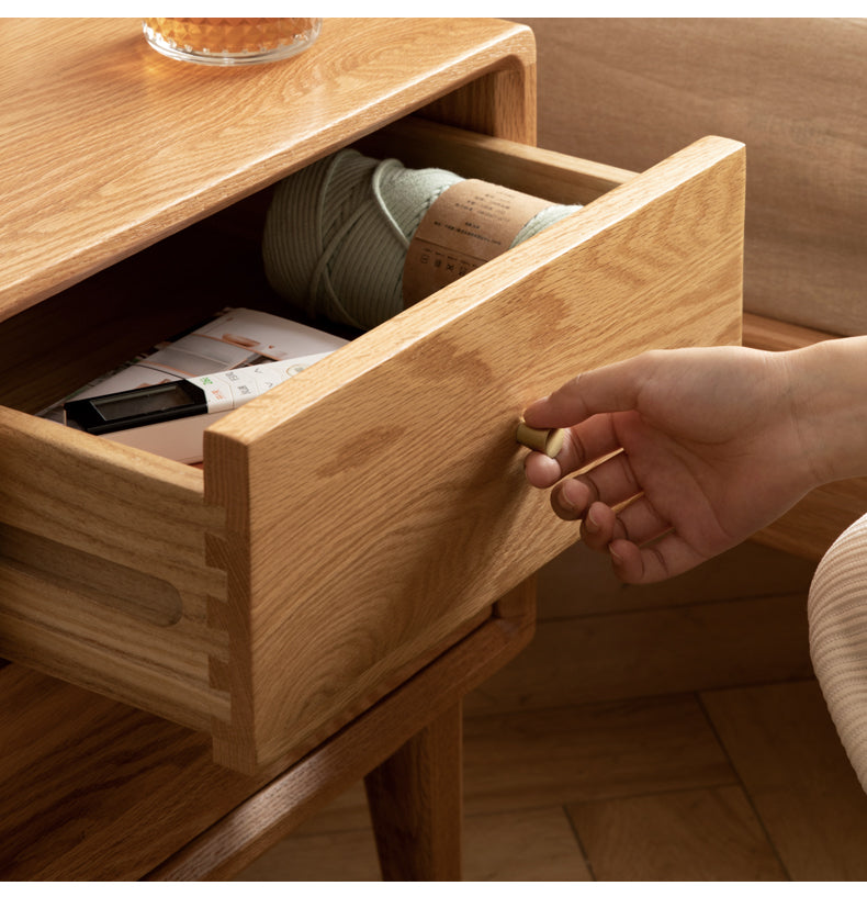 Solid Wood Nightstand - Beech or Oak Bedside Table for Bedroom, Modern & Rustic Home Decor, Durable and Stylish Storage Solution