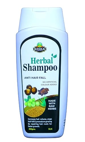 KESIKA Natural Herbal Shampoo for Hair Growth & Anti Hair Fall | Ayurvedic Anti-Dandruff Shampoo with Conditioner for Women & Men - 200ml | Promotes Thicker, Healthier Hair for Daily Use & Scalp Care
