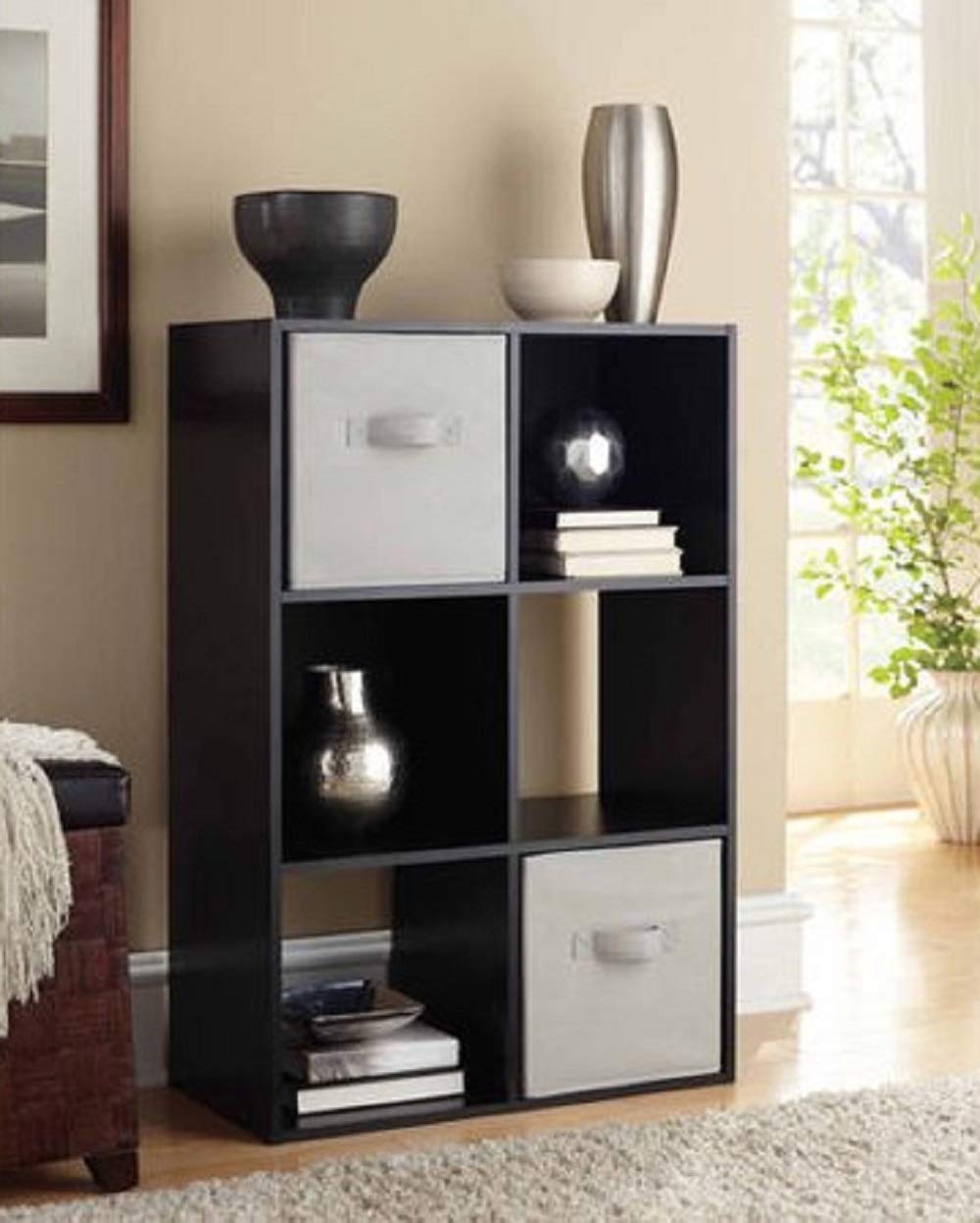 Mainstays 6-Cube Storage Organizer Shelf Unit, Black Stipple Finish - Perfect for Bedroom, Closet, Office & Living Room Organization