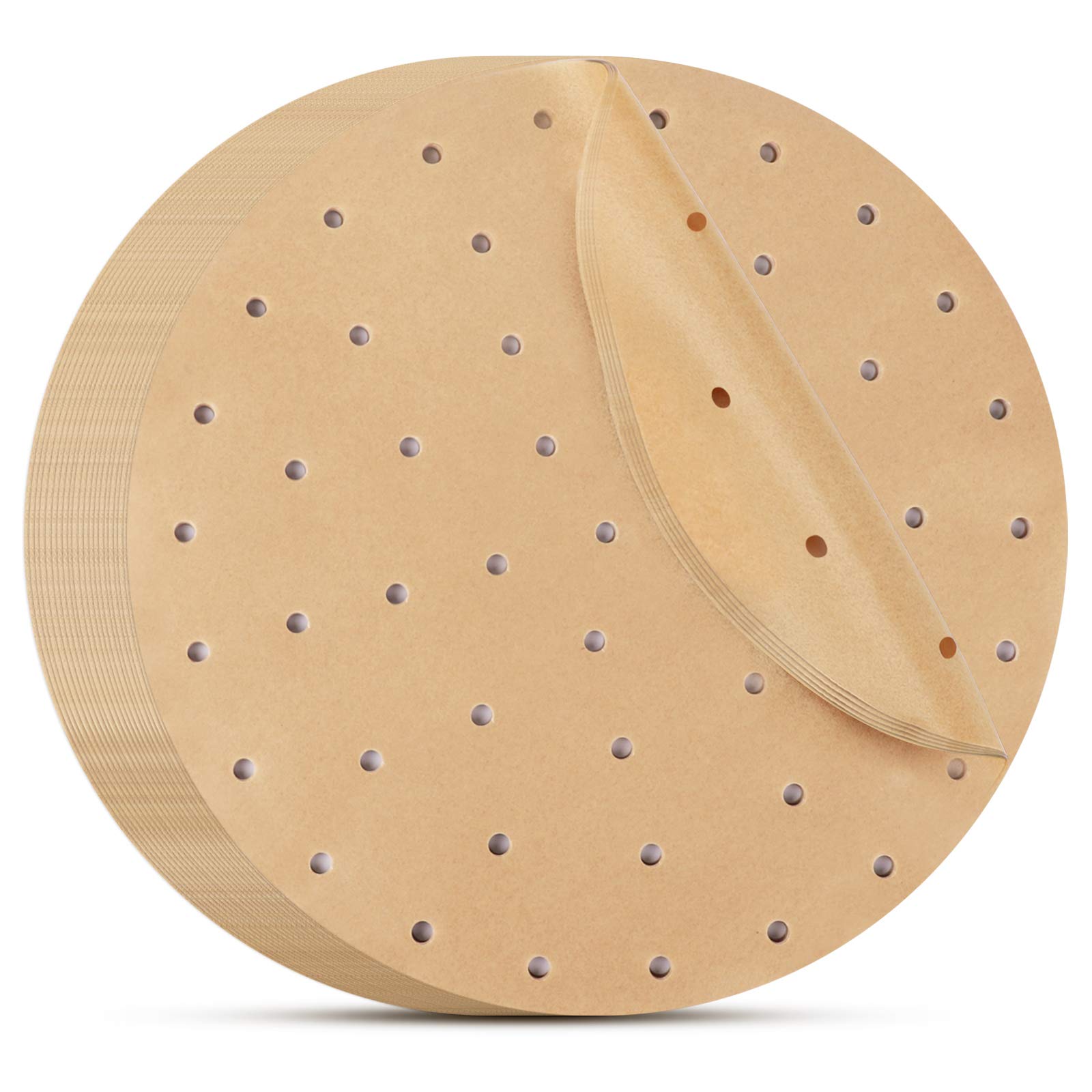 Beasea 12 Inch Air Fryer Parchment Paper Liners - 200pcs Unbleached Round Sheets for Air Fryer, Steaming Basket & Cooking - Perfect for Healthy Frying, Baking & Meal Prep