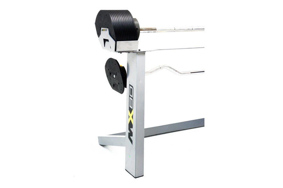 MX80 Rapid Change Adjustable Barbell & Curl Bar System (20-80lbs) - Home Gym Equipment for Strength Training & Weightlifting Workouts