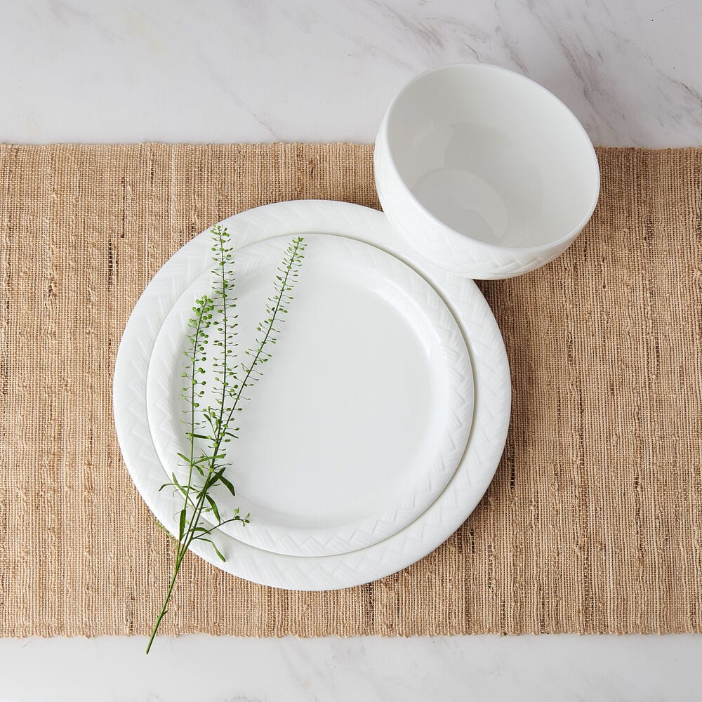 Shay 12-Piece Dinnerware Set - Porcelain Plates, Bowls, Mugs for 4 People - Elegant Tableware for Family Dinners, Parties & Daily Use