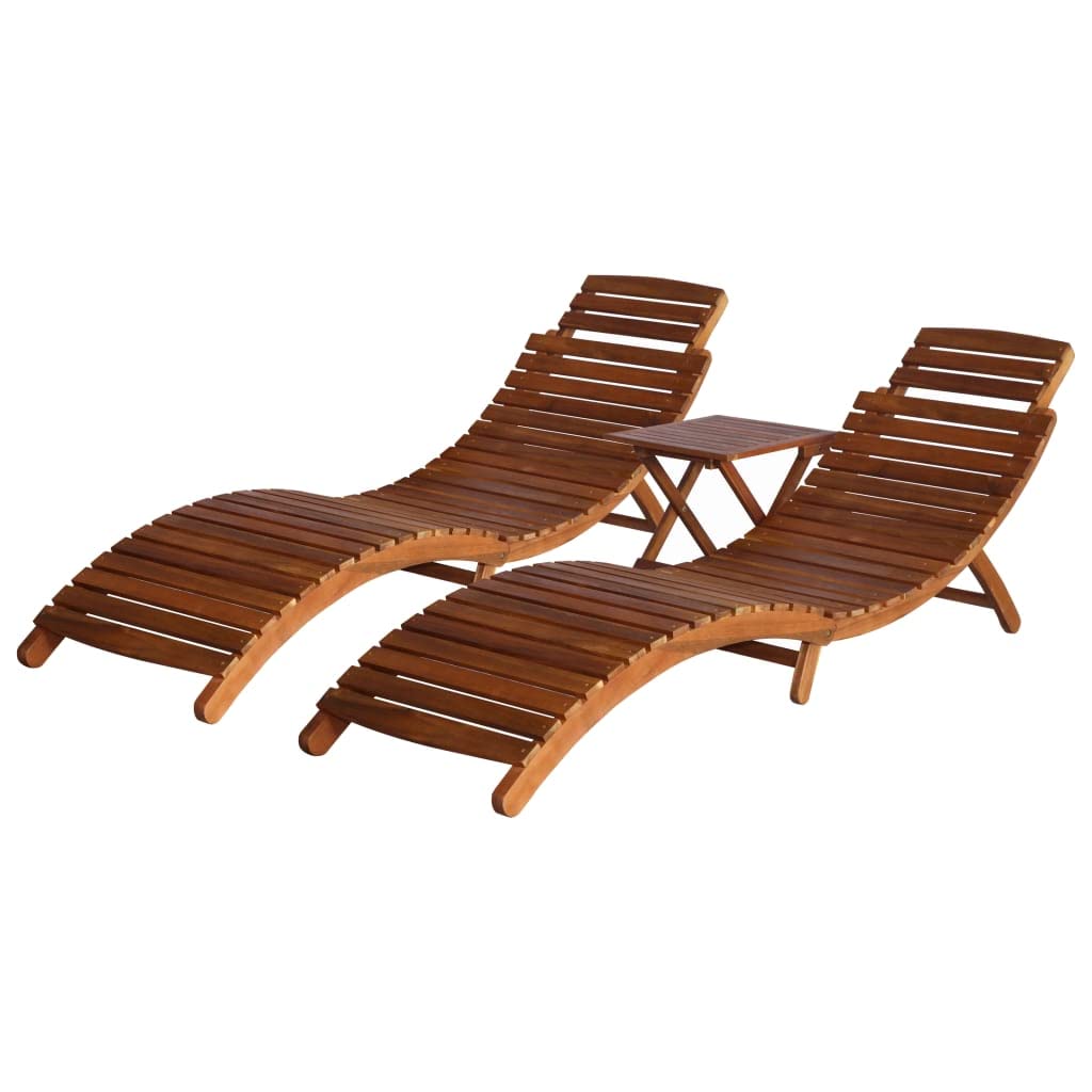 TOPINCN Set of 2 Foldable Sun Loungers with Side Table - Adjustable Reclining Outdoor Chairs for Garden, Patio, Poolside Relaxation | Perfect for Sunbathing, Lounging and Backyard Leisure
