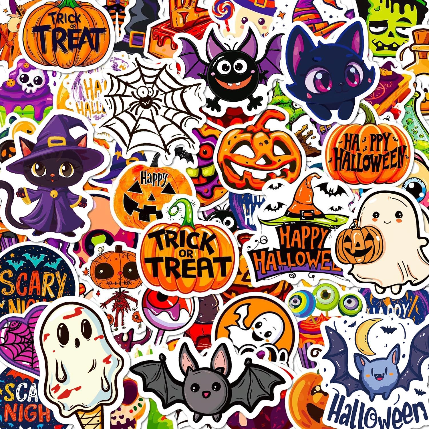 Halloween Stickers for Kids - 100Pcs Waterproof Vinyl Decor for Water Bottles & Party Favors | Halloween Decorations for Indoor Use
