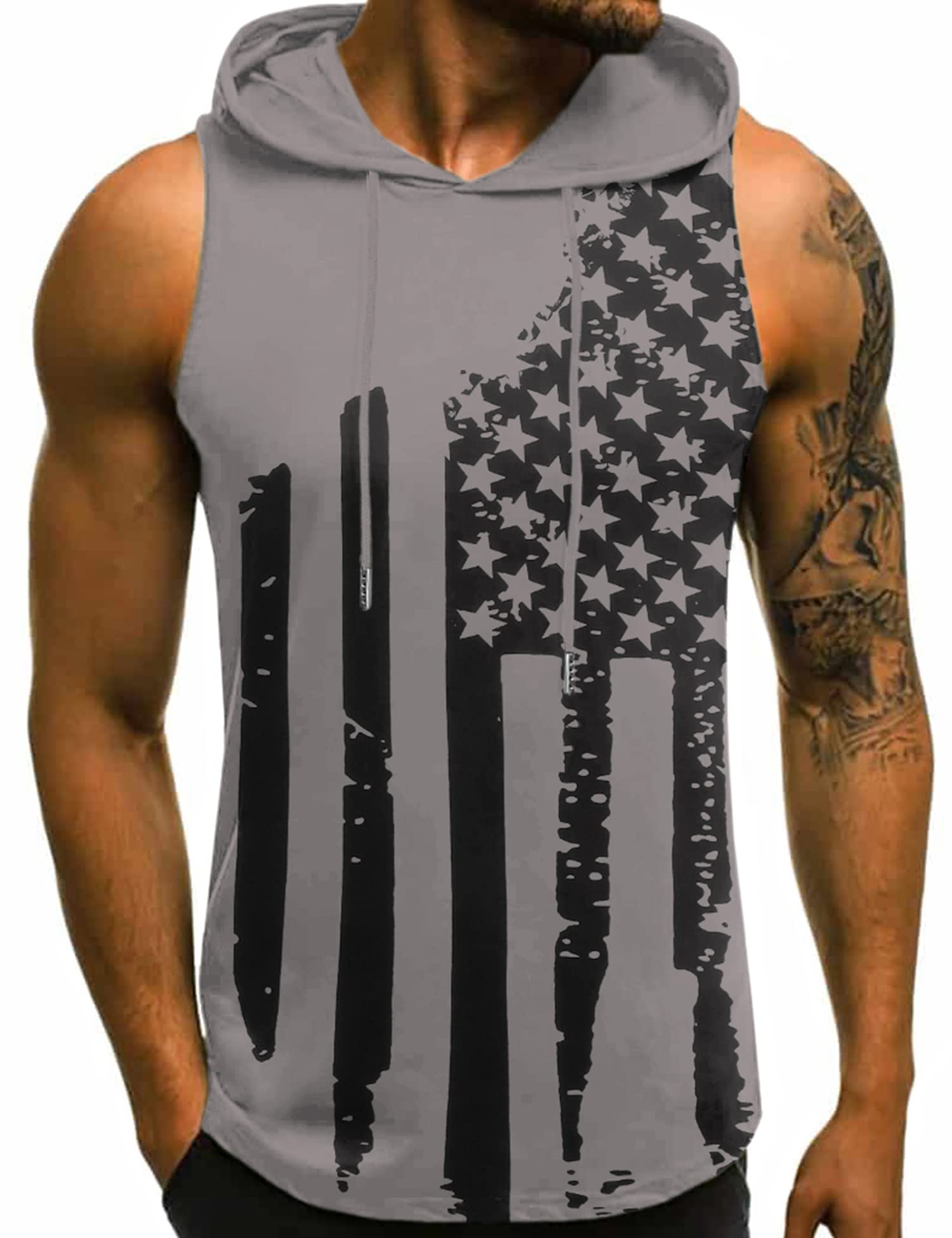 Babioboa Men's Workout Hooded Tank Top - Sleeveless Gym Hoodie for Bodybuilding & Muscle Training - Perfect for Weightlifting, Running & Fitness Training