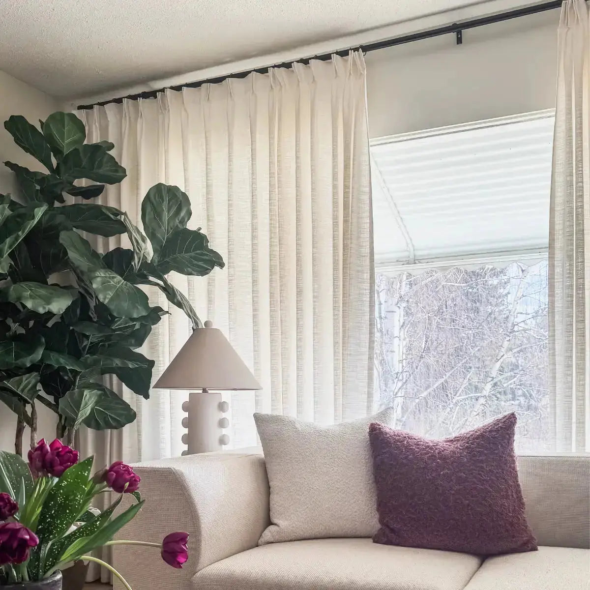 Motorized Blackout Pinch Pleat Curtains - Ready Made for Living Room & Bedroom - Noise Reduction & Light Blocking for Better Sleep