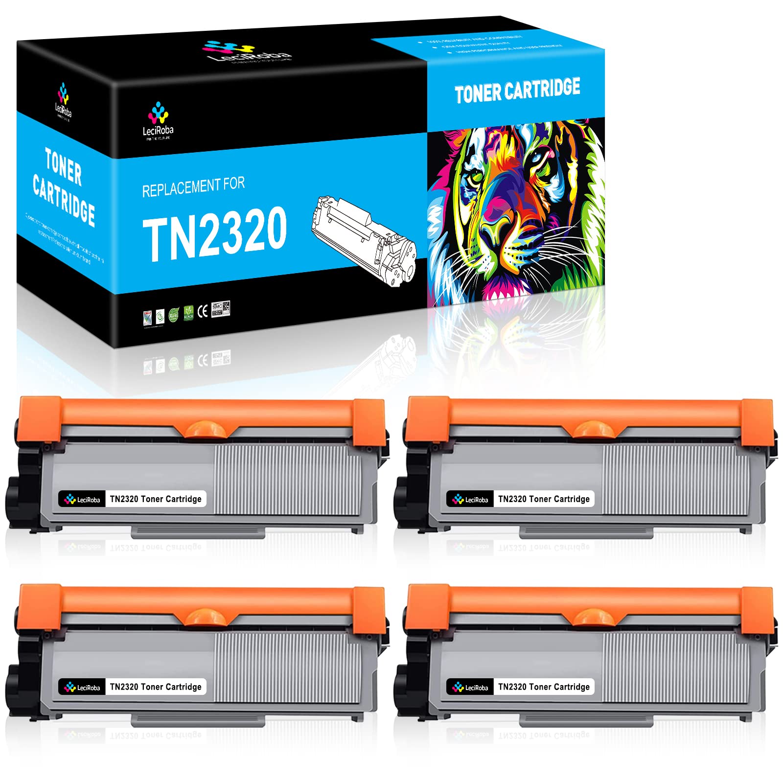 Brother TN2320 Toner Cartridge - 4 Black for MFC-L2700DN, L2720DW Printers - Office & Home Use