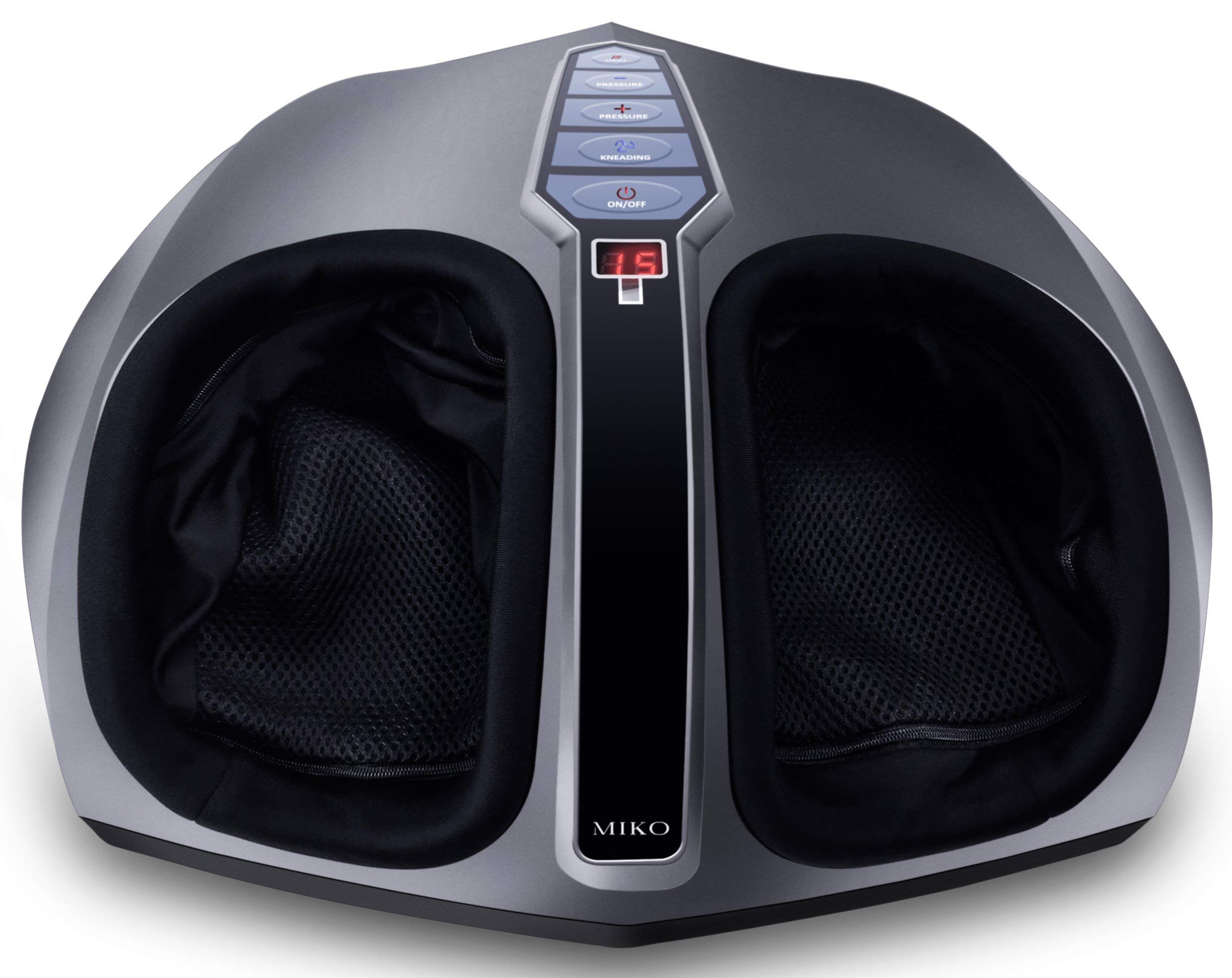 Renewed Miko Shiatsu Foot Massager with Deep-Kneading Technology, 3-Level Intensity & Adjustable Heat - Charcoal Grey | Perfect for Home Relaxation, Office Stress Relief & Post-Workout Recovery