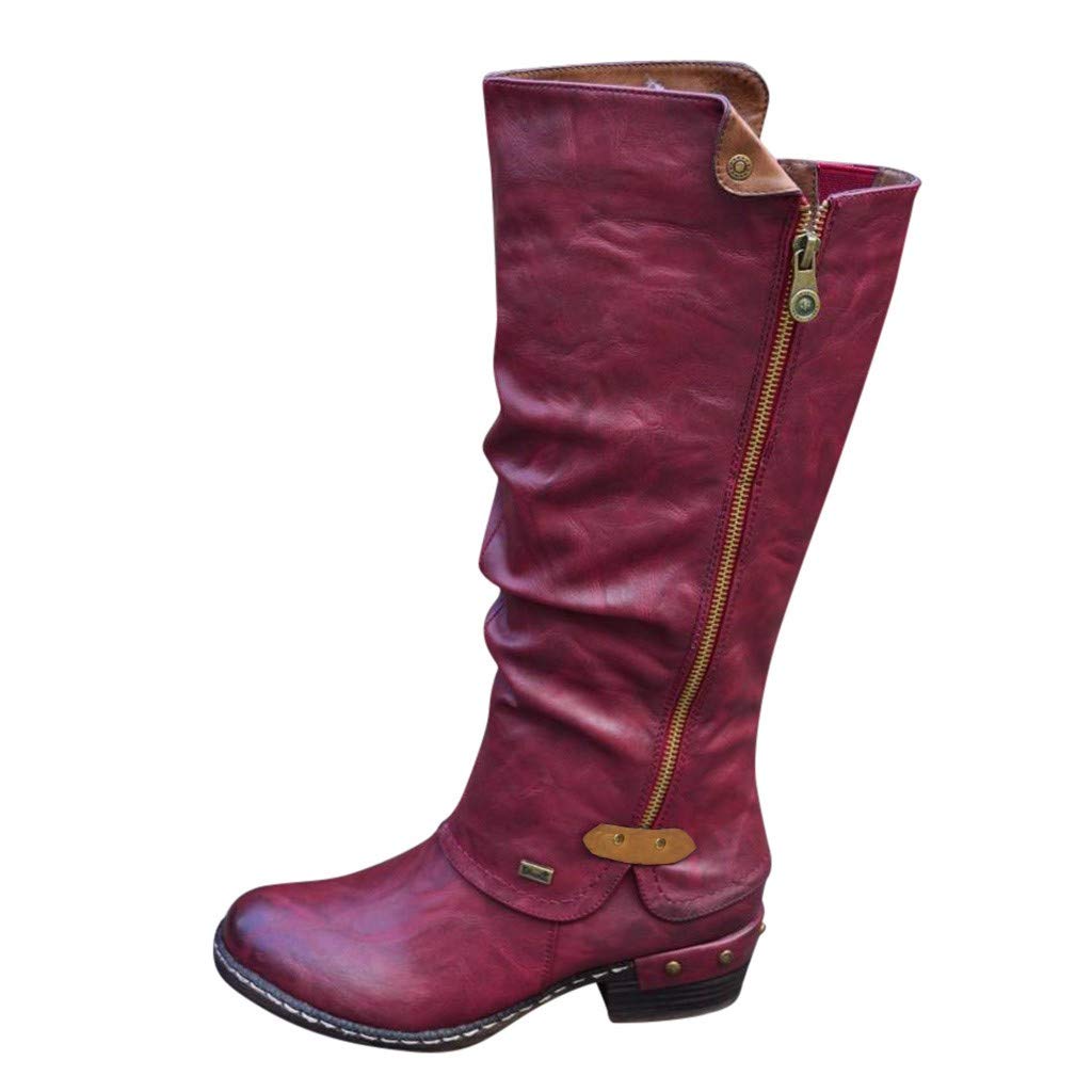 Vedolay Women's Winter Boots Wide Width Mid Calf Booties - Flat Heel Side Zipper Comfortable Warm Shoes for Casual Outfits & Cold Weather