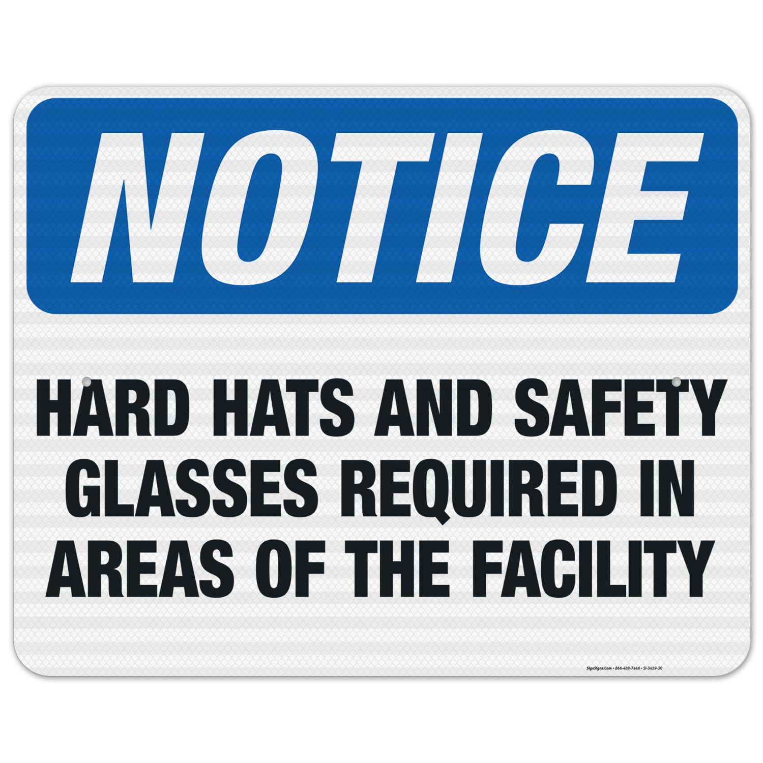 OSHA Compliant Sigo Signs - Hard Hats & Safety Glasses Required Facility Sign | 24x30 Inches | 3M EGP Reflective .080 Aluminum | Fade Resistant | Indoor/Outdoor Use | Made in USA | Perfect for Construction Sites, Warehouses & Industrial Facilities