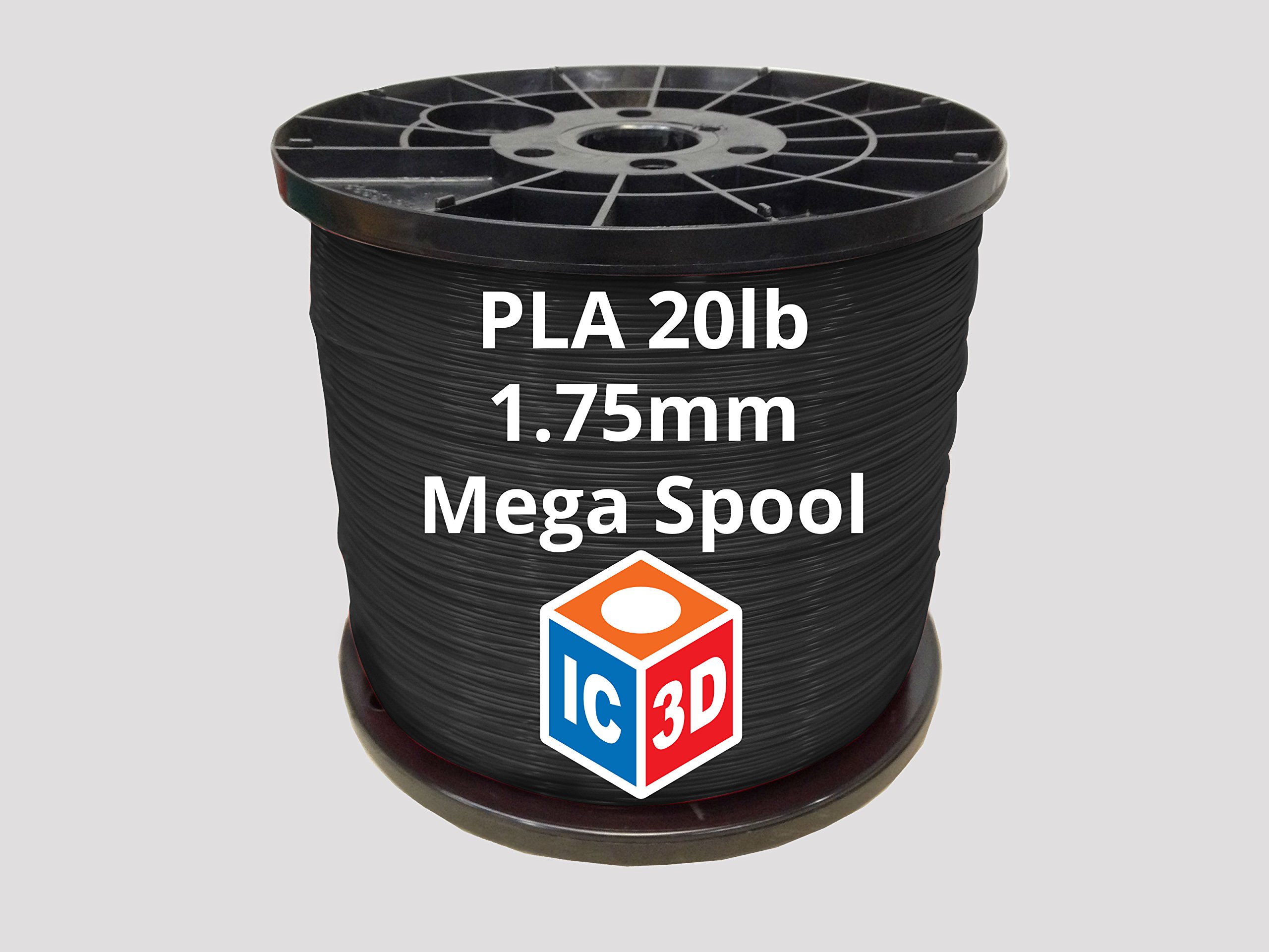 Premium Black 1.75mm PLA 3D Printer Filament - 10kg Mega Spool - ±0.05mm Dimensional Accuracy - Professional Grade 3D Printing Material - Made in USA - Perfect for Large 3D Printing Projects, Cosplay Props & Industrial Prototyping