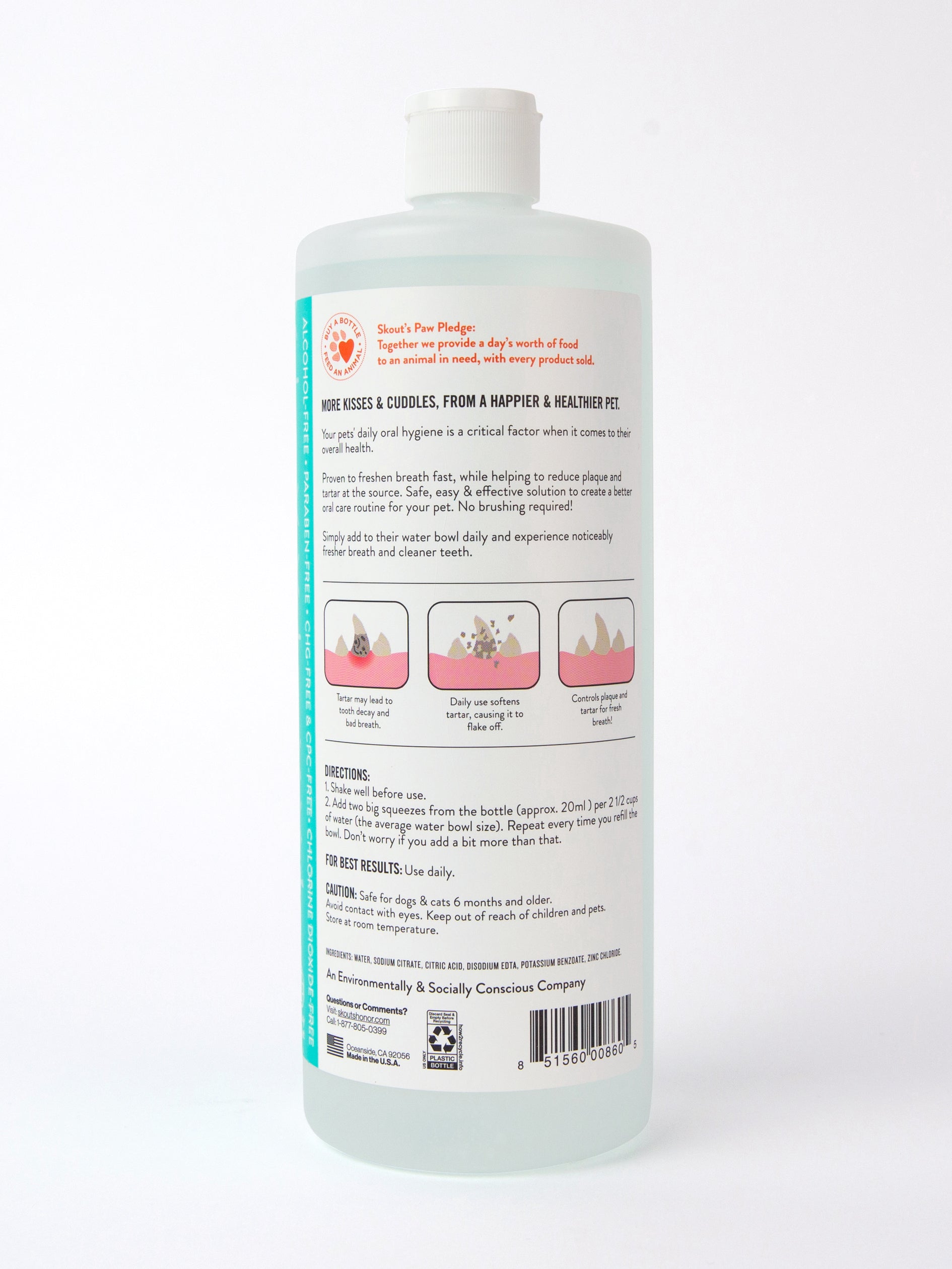 Fresh & Flavorless Water Additive for Pets - Enhance Hydration & Dental Health | Ideal for Dogs & Cats at Home or Travel