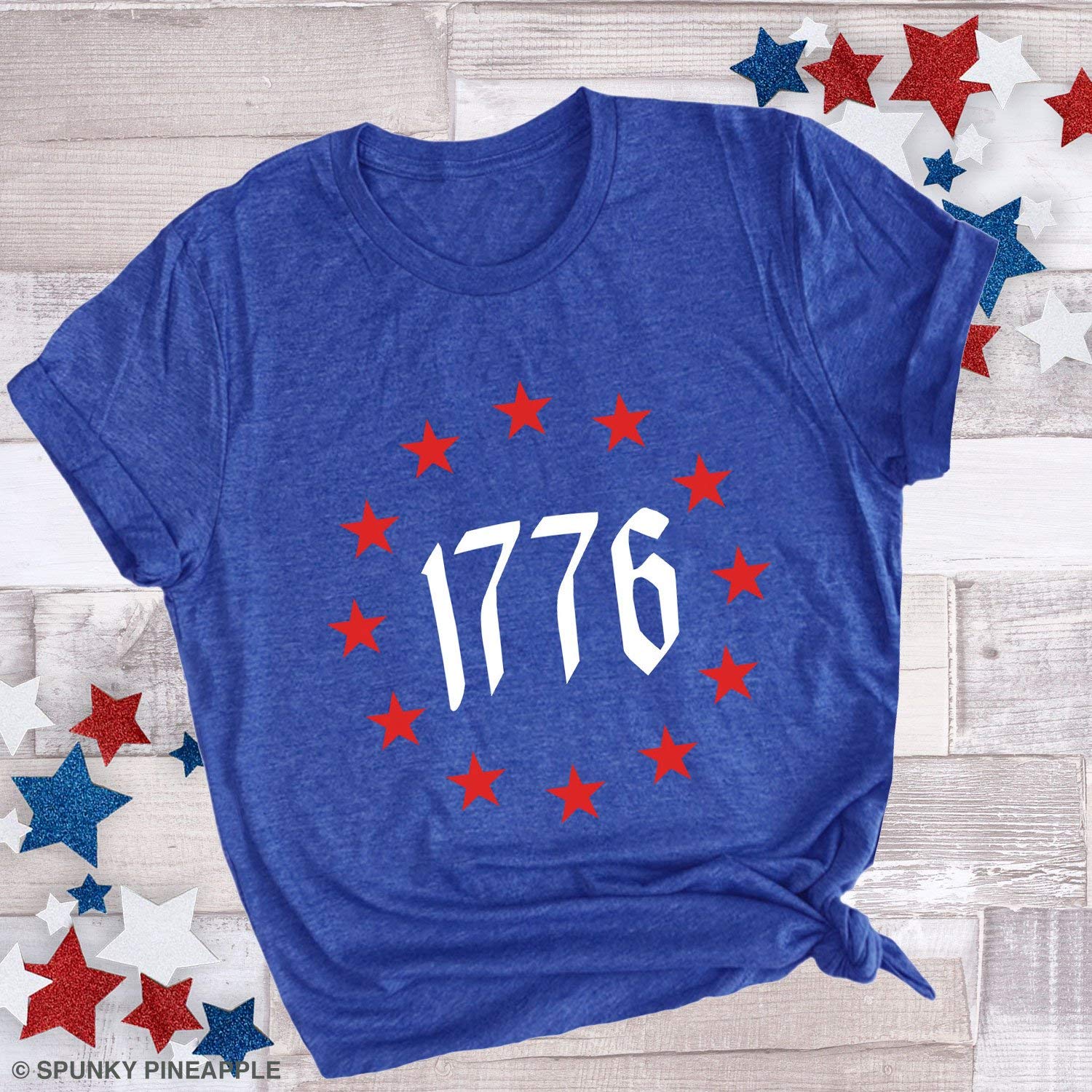 1776 Stars Patriotic 4th of July T-Shirt - USA Independence Day American Flag Graphic Tee - Perfect for BBQ, Fireworks & Summer Celebrations
