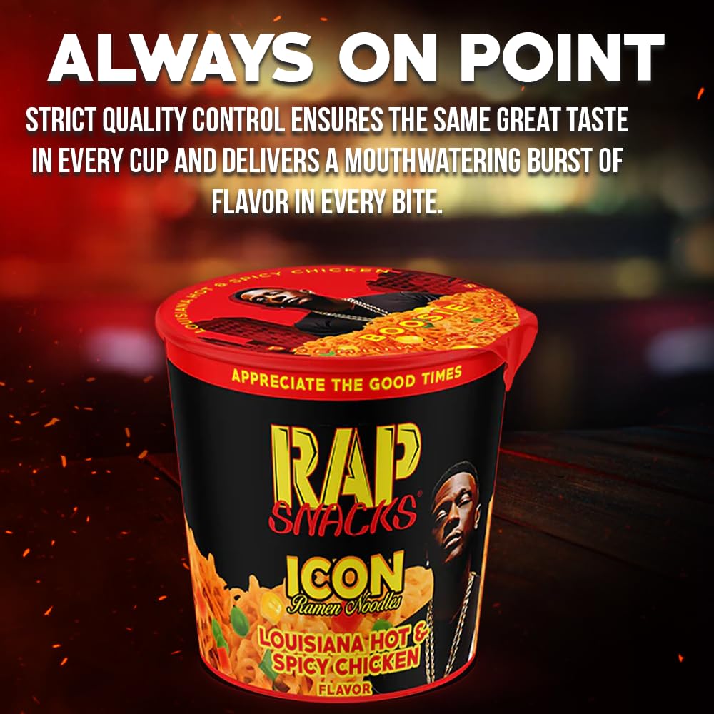 Rap Snacks Creamy Chicken Gumbo ICON Ramen Noodles - Master P Pack of 12 - Instant Noodles for Quick Meals, Snacks & Emergency Food Supply