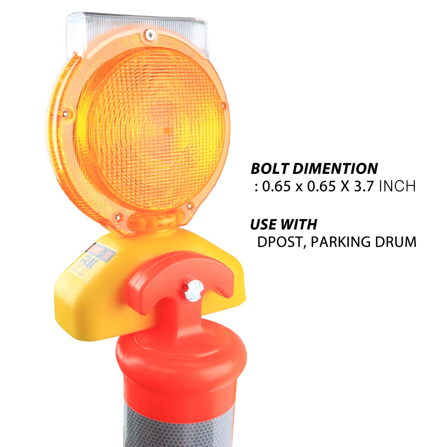 (4-Pack) RK Safety BLIGHT-ST Solar Rechargeable Amber LED Barricade Warning Lights - 2-Sided Flashing Traffic Signals with 3-Way Operation Switch | Includes Switch Pin & Bolt | Perfect for Construction Zones, Road Work & Emergency Vehicle Safety