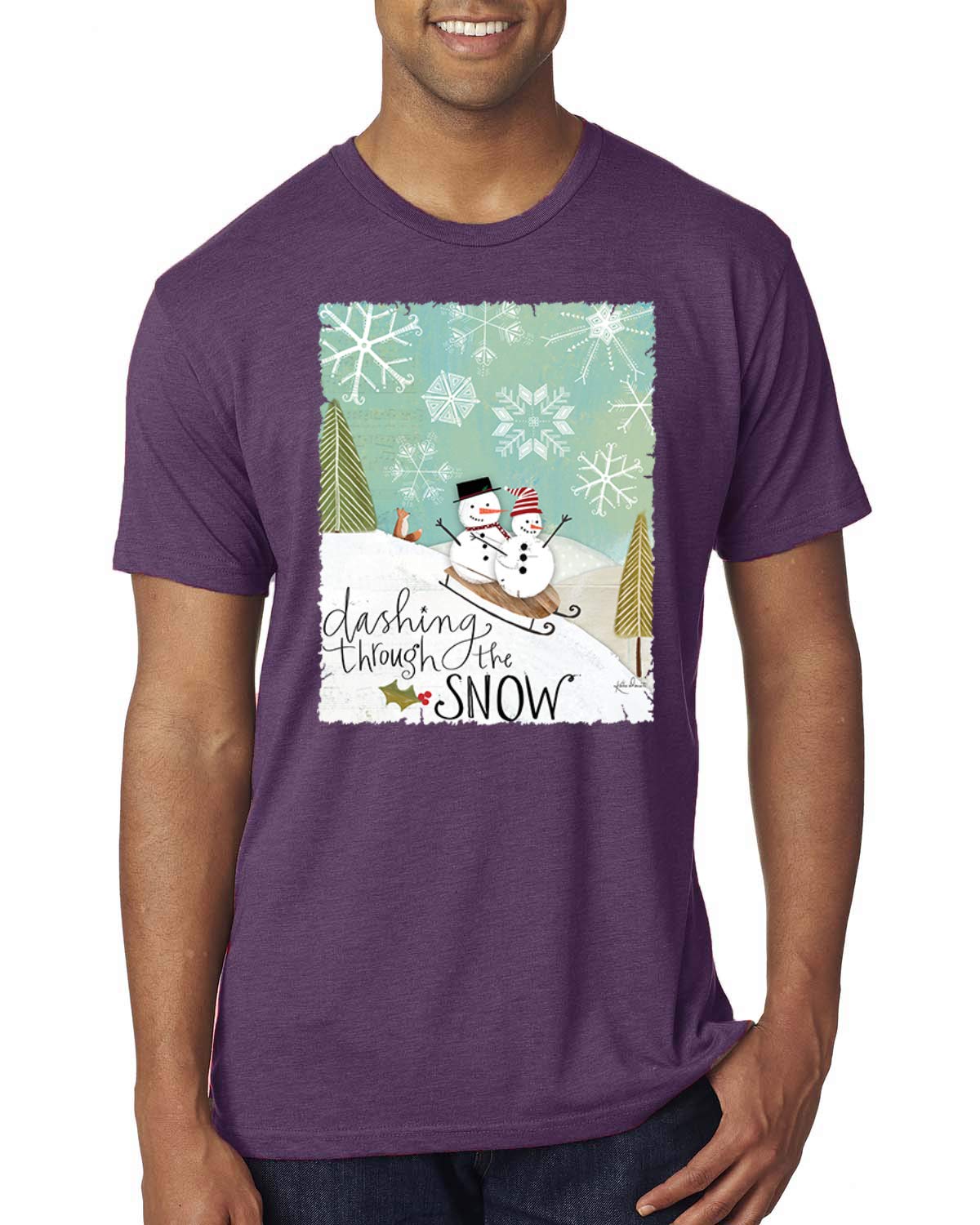 Let It Snow Snowflake Christmas Men's Premium Tri-Blend T-Shirt - Cozy Holiday Gift for Dad, Winter Party Outfit, Festive Family Matching