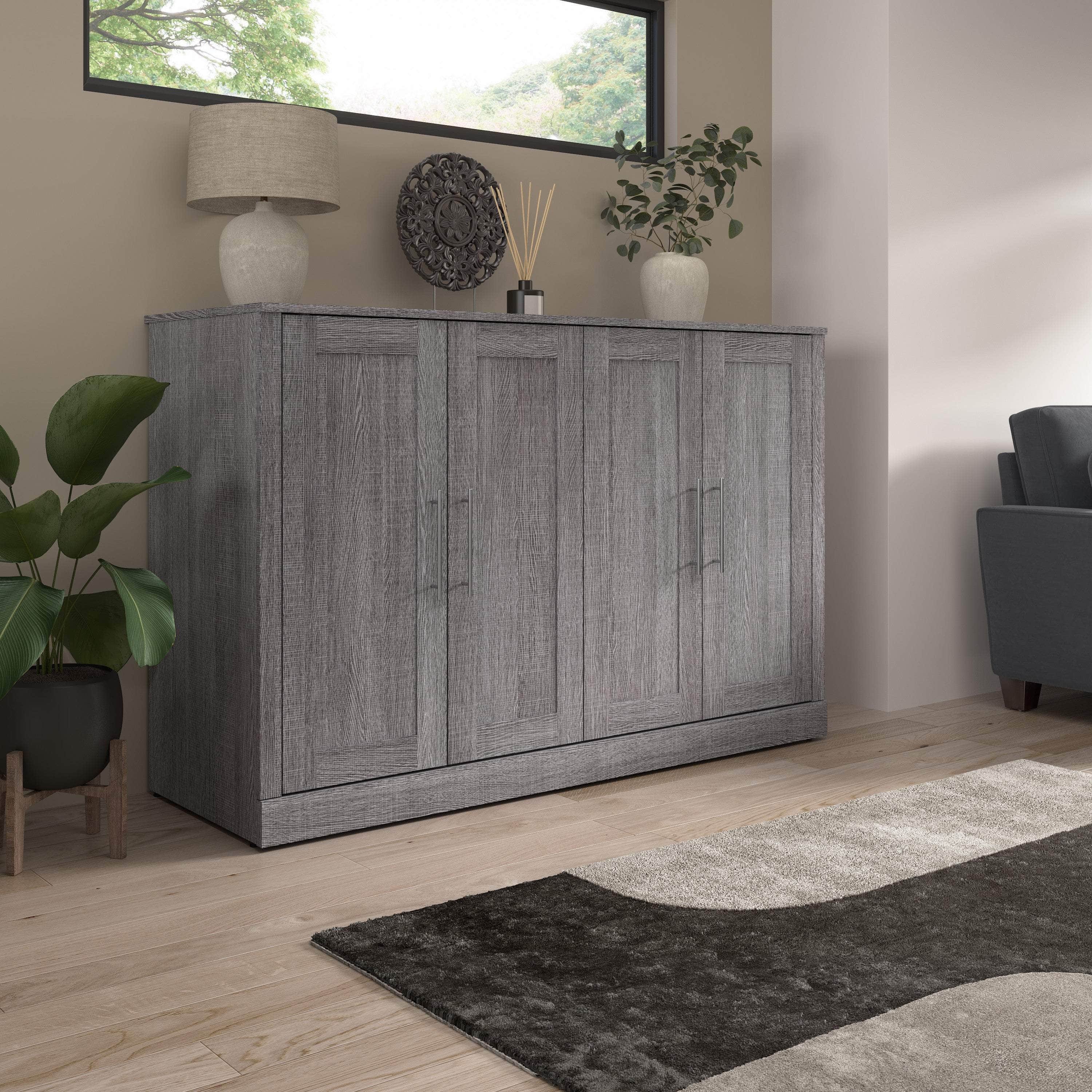 Pur 69W Full Cabinet Bed with Mattress - 3 Color Options | Space-Saving Storage Bed for Small Rooms & Apartments | Modern Platform Bed Frame with Built-in Drawers