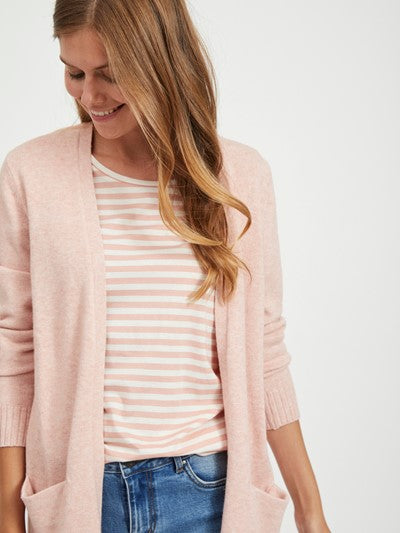 ASHLEY OPEN KNIT CARDIGAN Women's Lightweight Sweater - Misty Rose | Perfect for Spring Layering & Casual Outfits