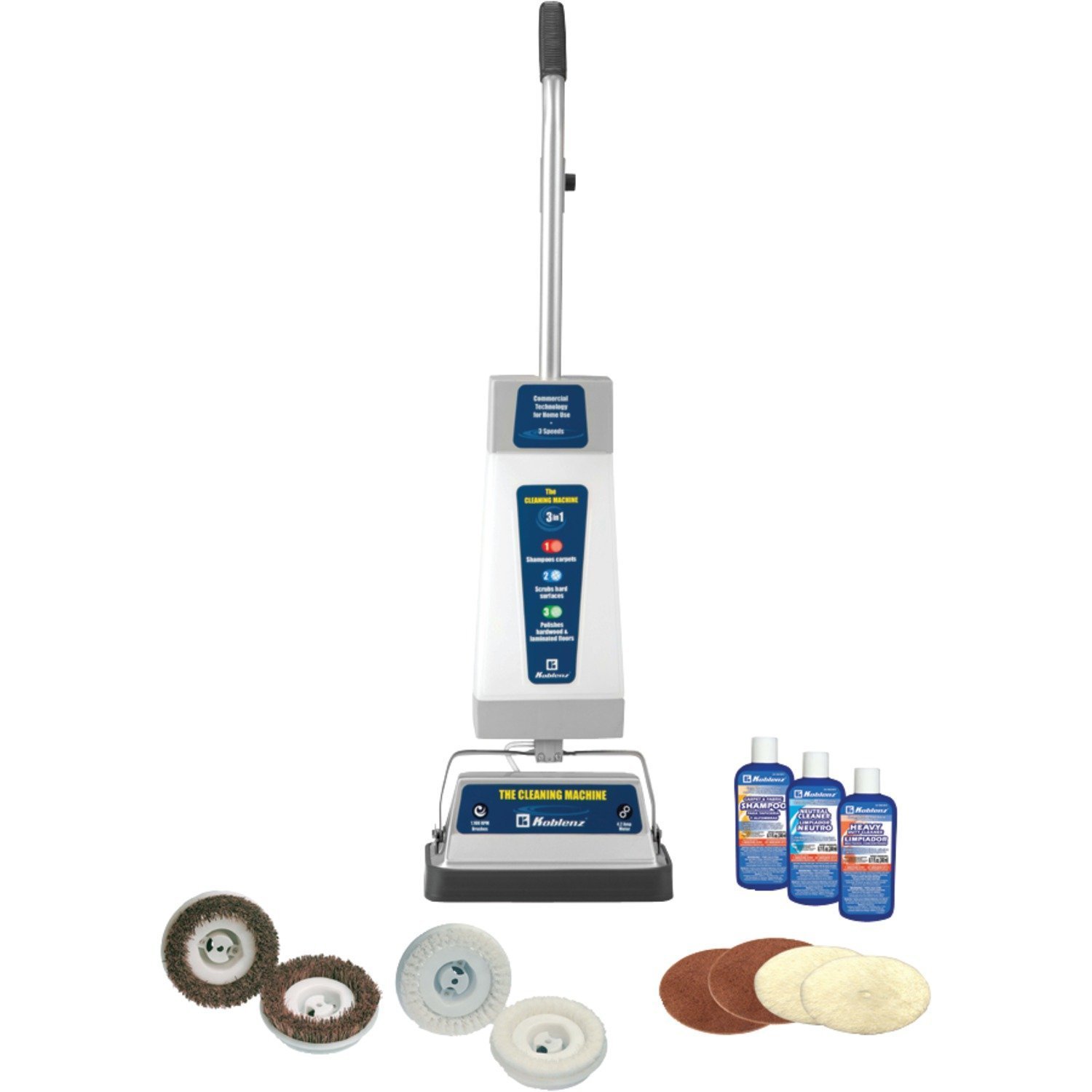 Koblenz P-2500 B Commercial Carpet Shampooer & Floor Polisher with T-Bar Handle - Heavy Duty Cleaning for Carpets, Floors, and Upholstery