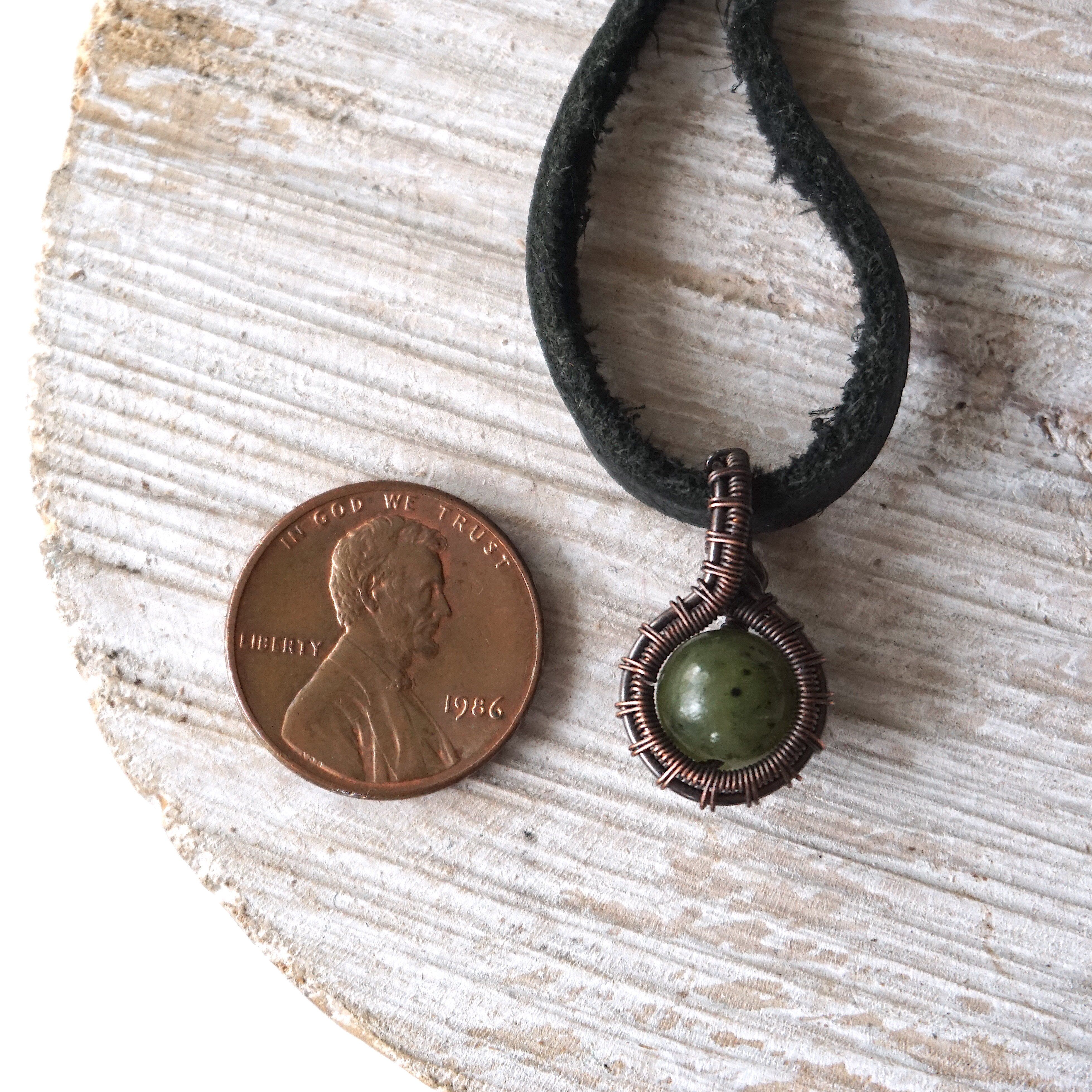 Green Jade Charm Necklace with Antiqued Copper Pendant - Elegant Spiritual Jewelry for Women, Perfect for Meditation, Yoga & Boho Fashion