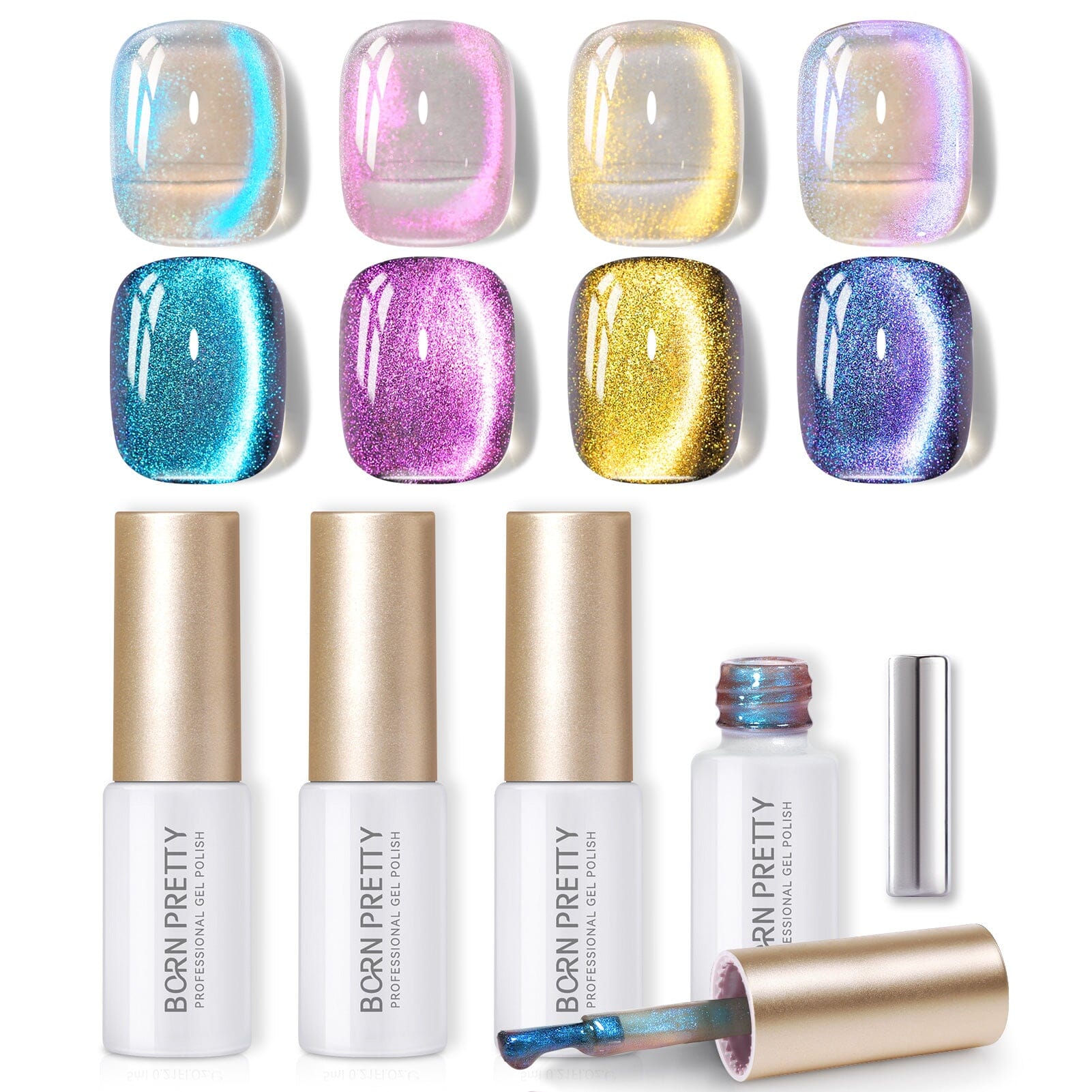 4 Colors Aurora Cat Magnetic Gel Polish Set 5ml - Long Lasting Nail Art Kit for DIY Manicures at Home | Perfect for Parties, Weddings & Special Occasions