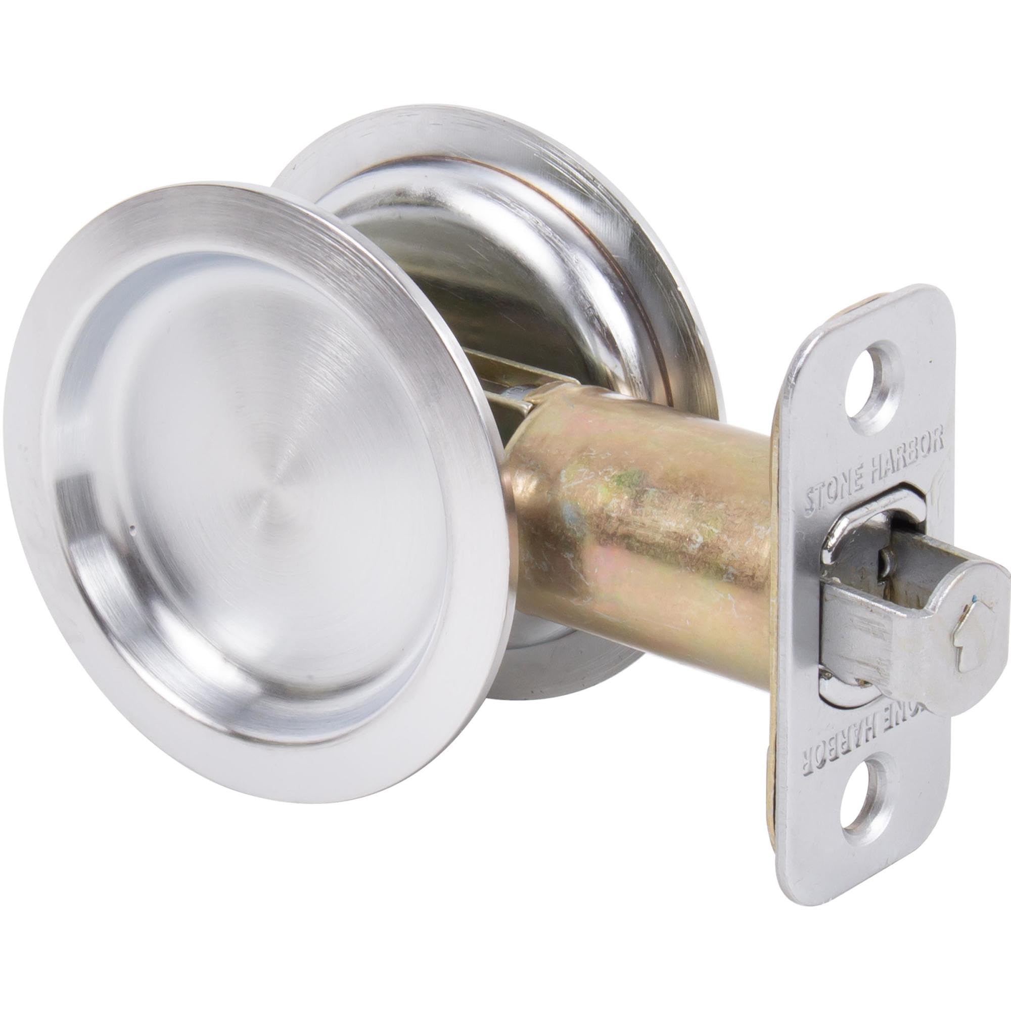 Round Pocket Door Lock - Passage & Hall/Closet Latch with 2-3/8
