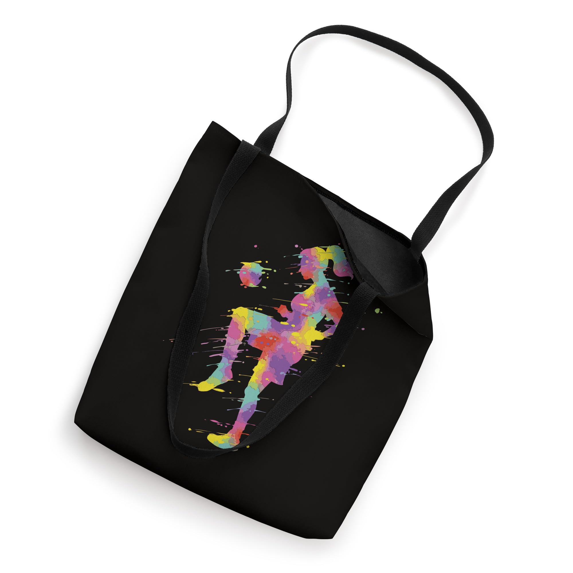 Stylish Soccer Girl Tote Bag for Women - Durable Canvas Shoulder Bag - Perfect for School, Sports, and Shopping (Black/White)