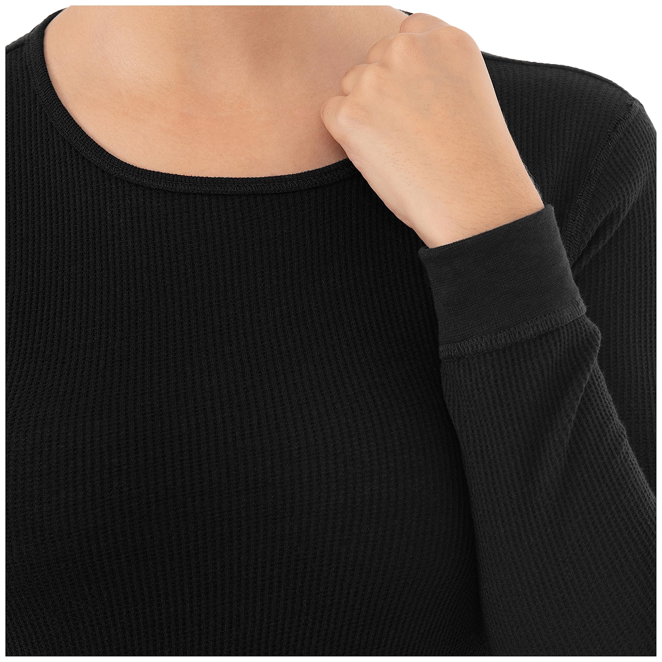 Fruit of the Loom Women's Micro Waffle Premium Thermal Underwear Tee Shirt - Soft Warm Base Layer for Winter, Cold Weather & Layering Outfits
