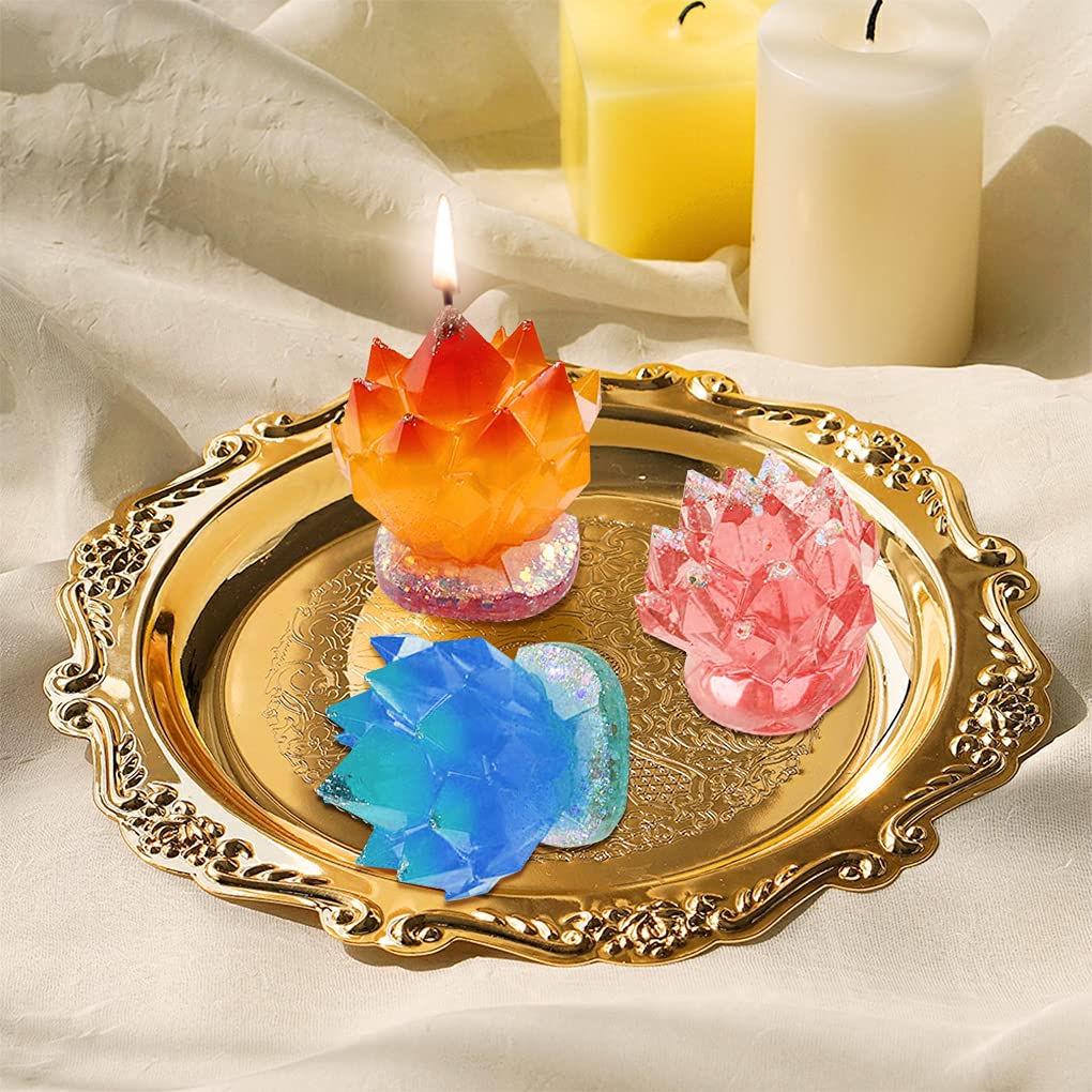 FineInno Crystal Cluster Resin Mold - Druzy Stone Silicone Mold for Epoxy Resin, Isomalt Gems, Candle Making, Jewelry, Fondant Cake Decor - DIY Craft & Home Decoration Supplies
